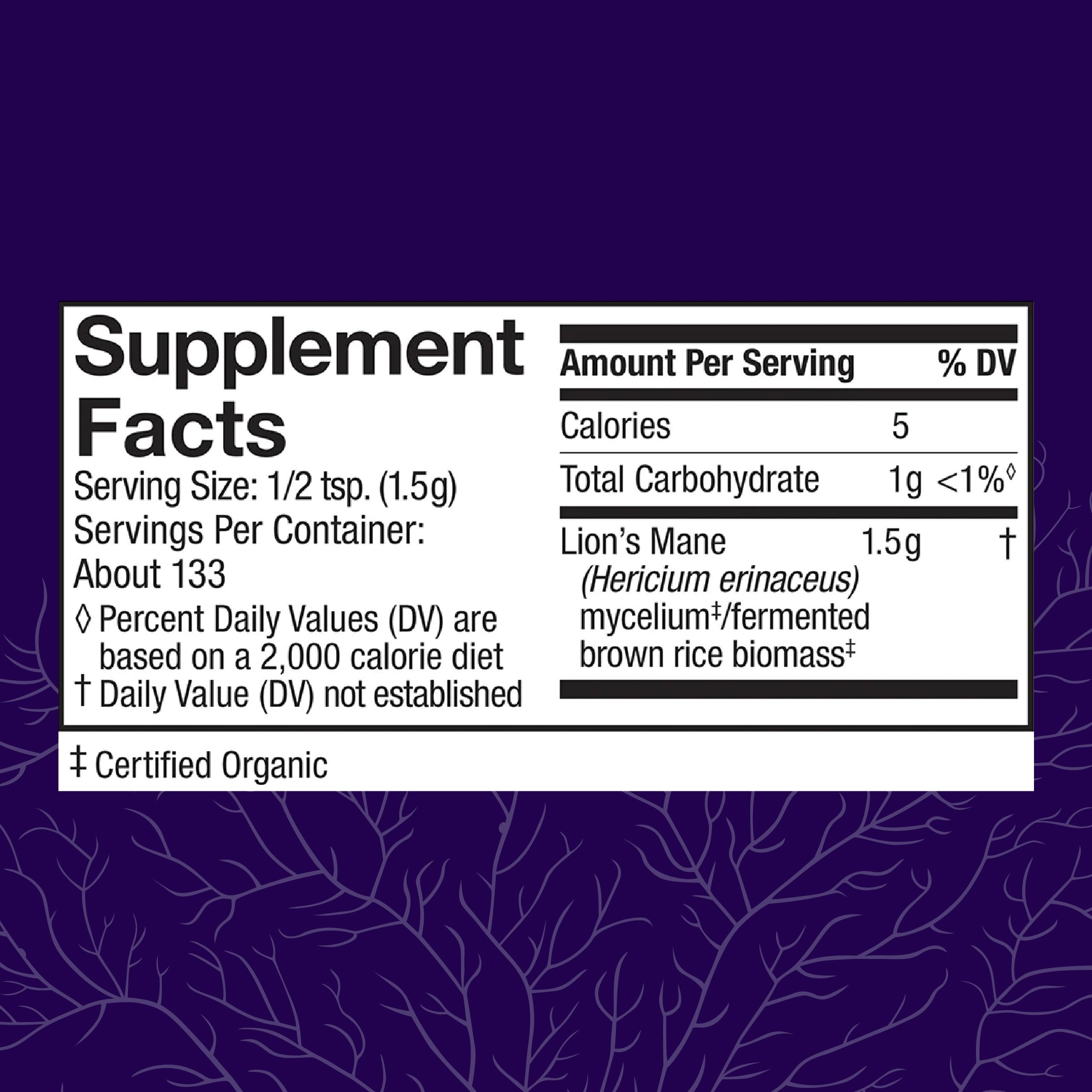 Host Defense Lion's Mane Mushroom Supplement packaging