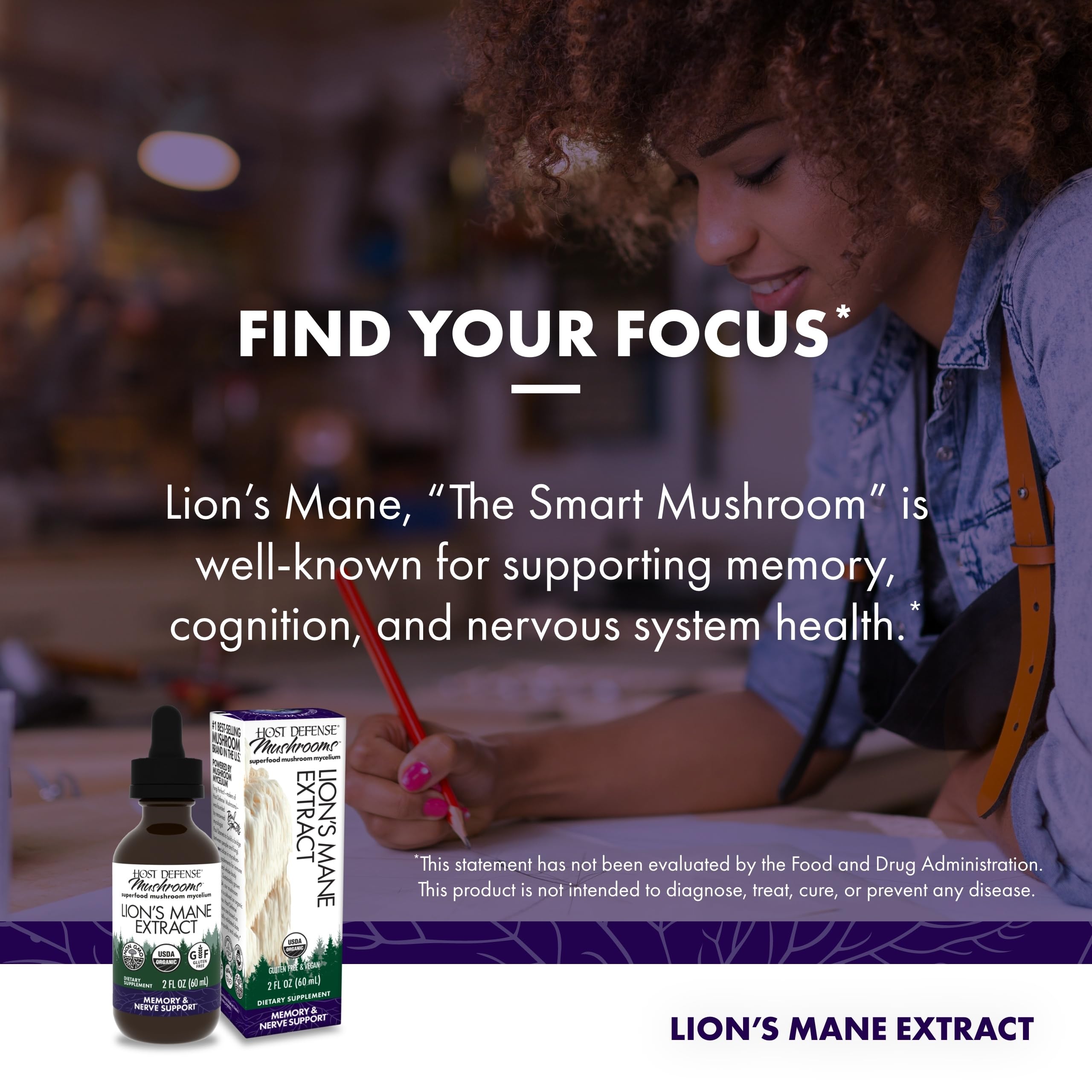 Host Defense Lion's Mane Mushroom Supplement packaging
