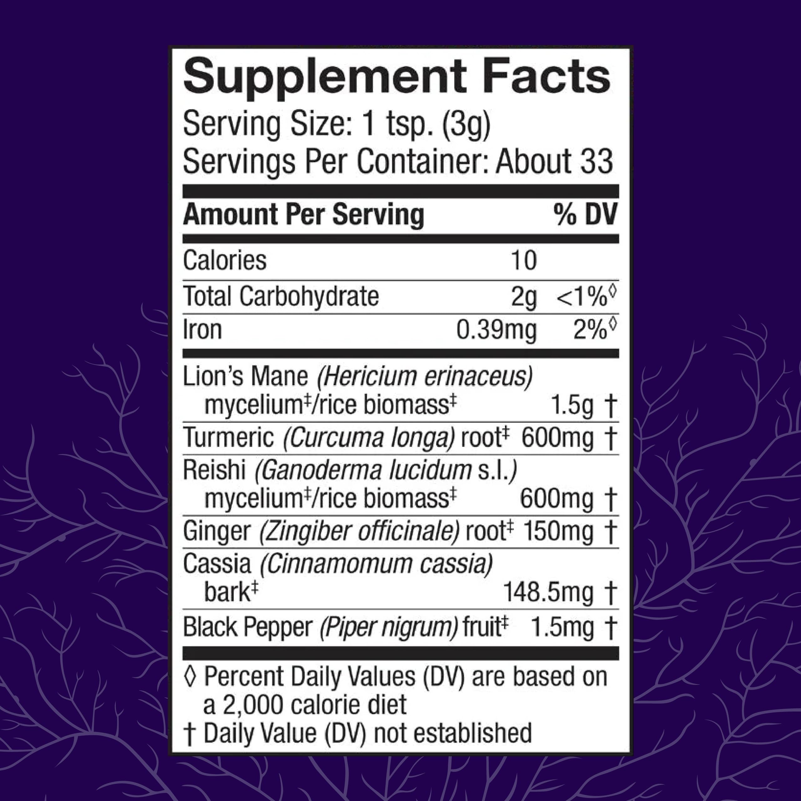 Host Defense Lion's Mane Mushroom Supplement packaging details