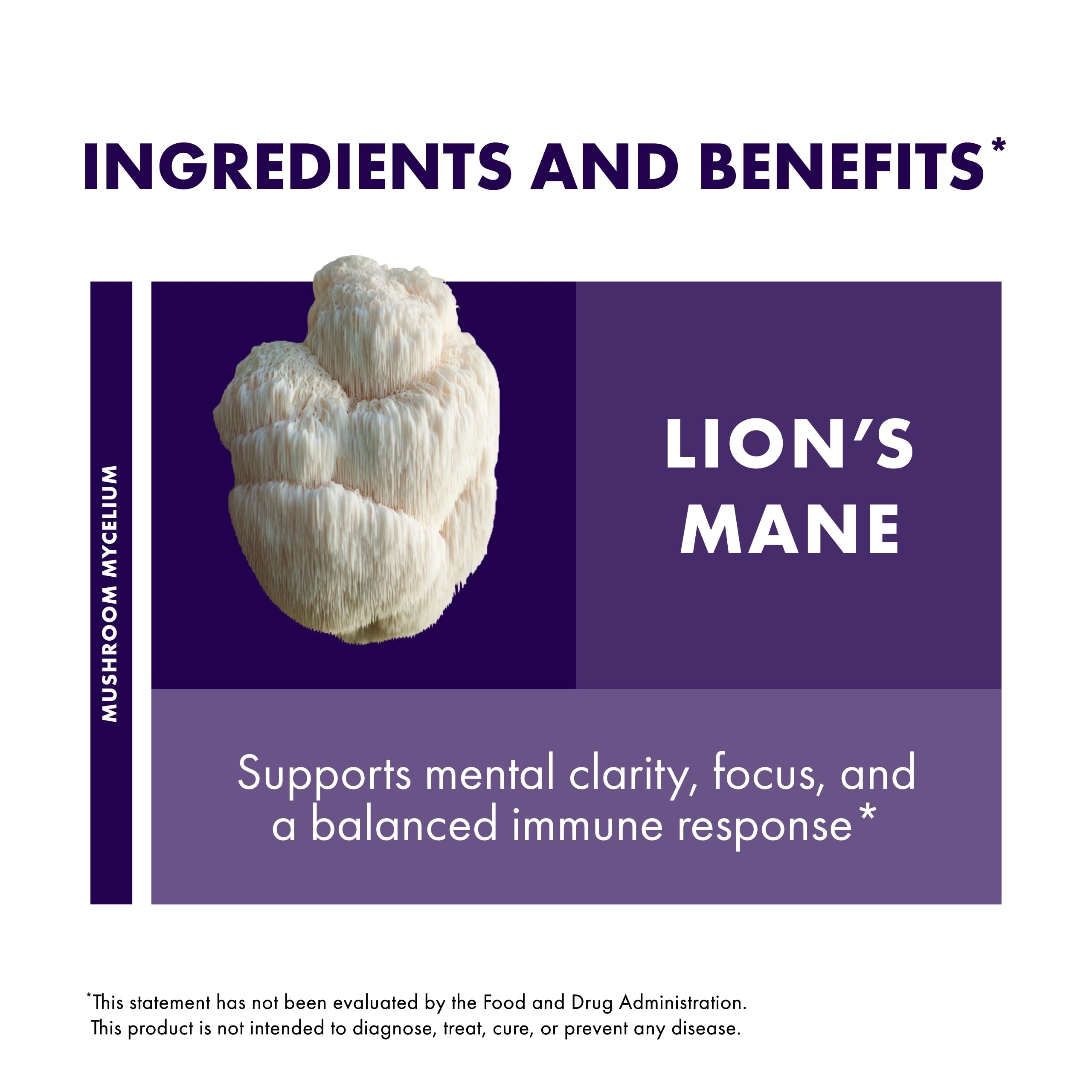 Host Defense Lion's Mane Mushroom Supplement side view