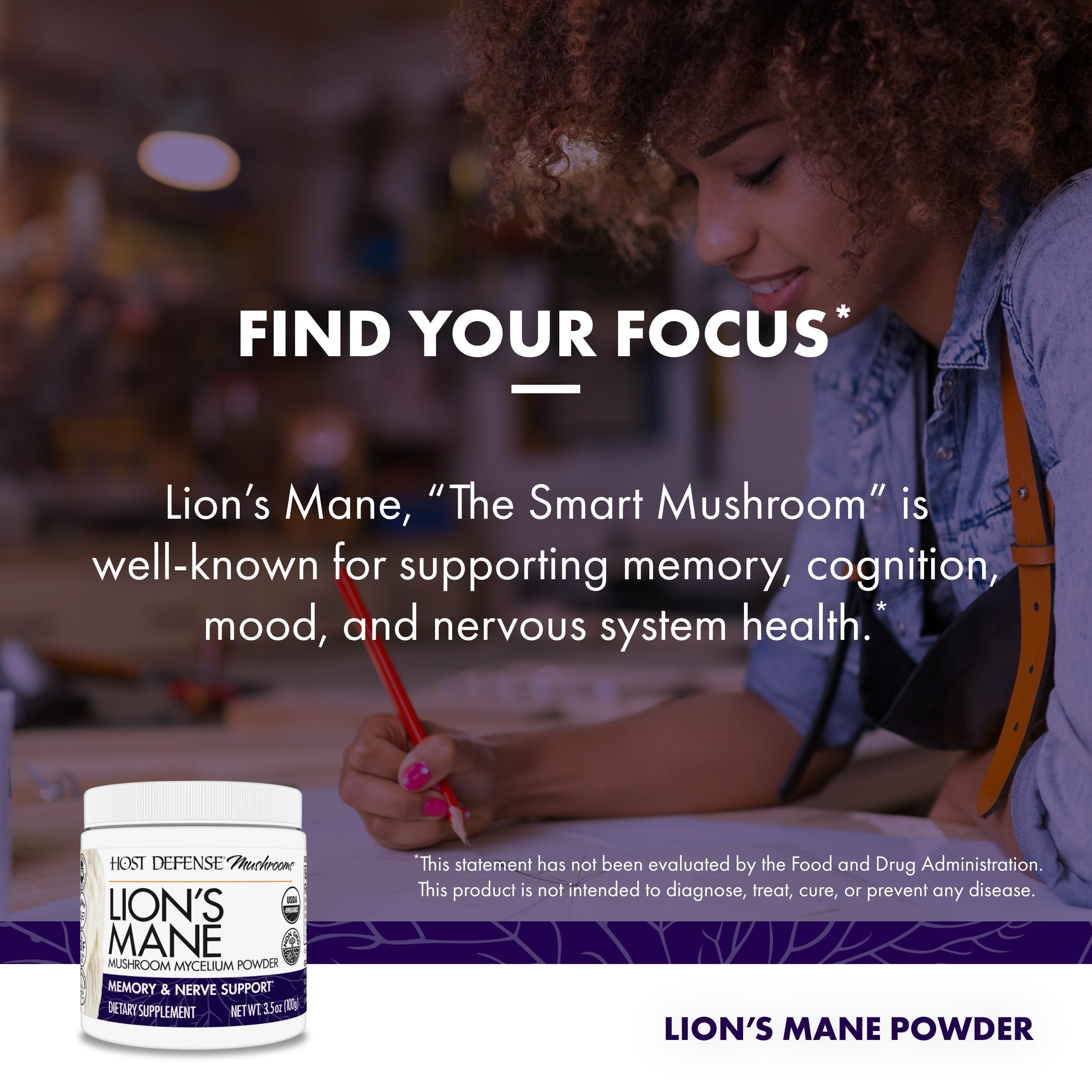 Host Defense Lion's Mane Mushroom Supplement top view