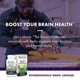 Host Defense Lion's Mane Mushroom Supplement with a measuring spoon