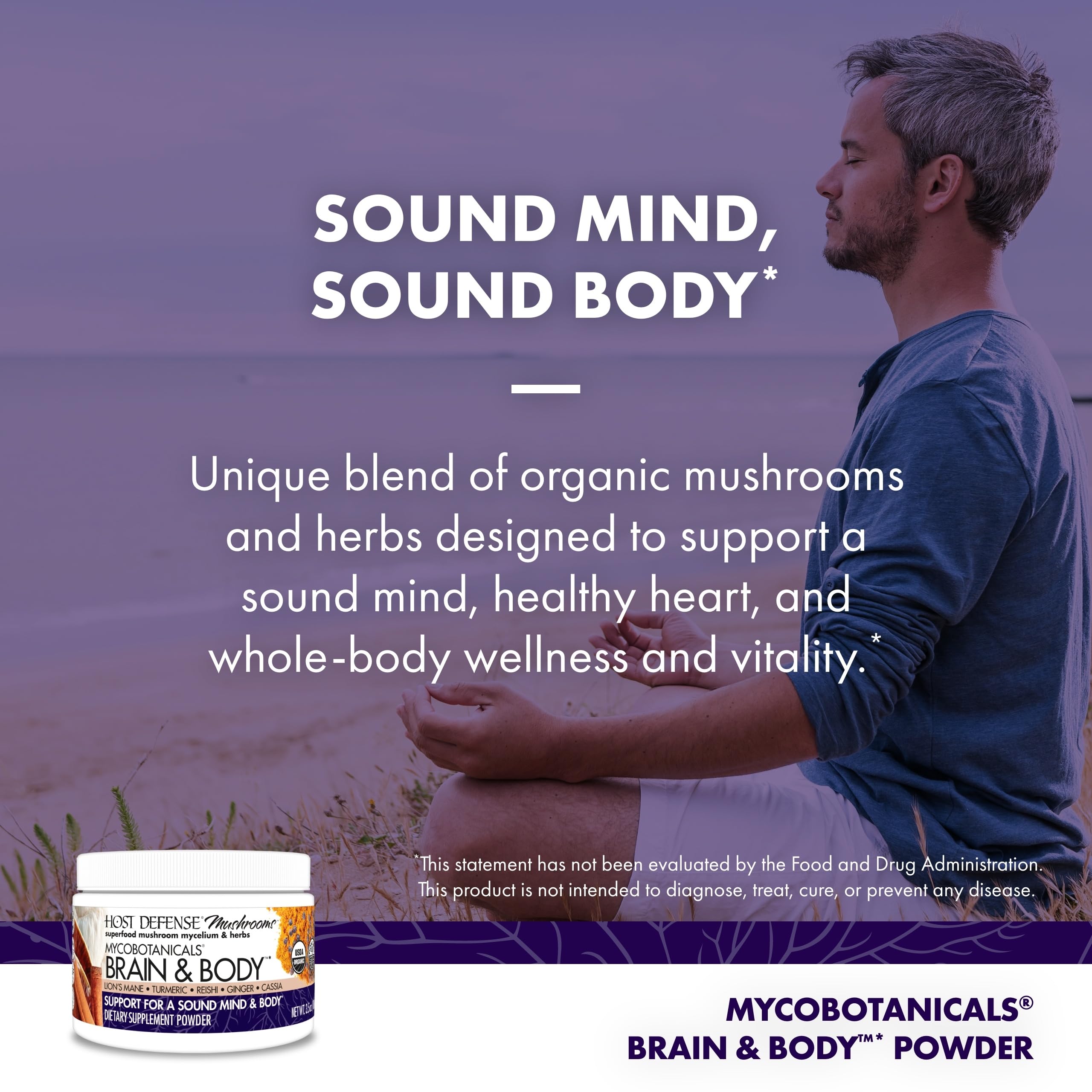 Host Defense Lion's Mane Mushroom Supplement with turmeric and ginger