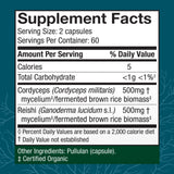 Host Defense Mushroom Capsules back view with ingredients