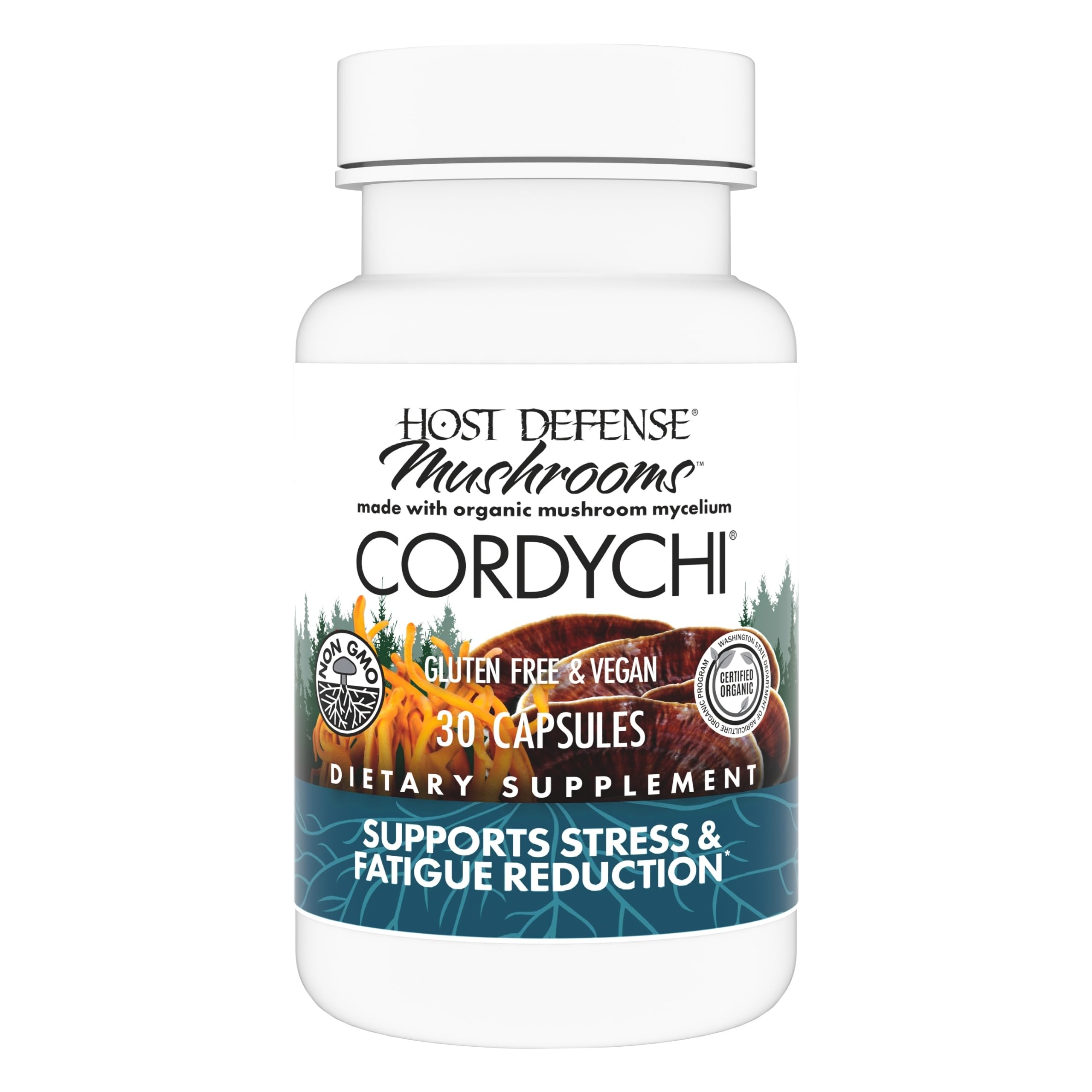 Host Defense Mushroom Capsules front view with packaging