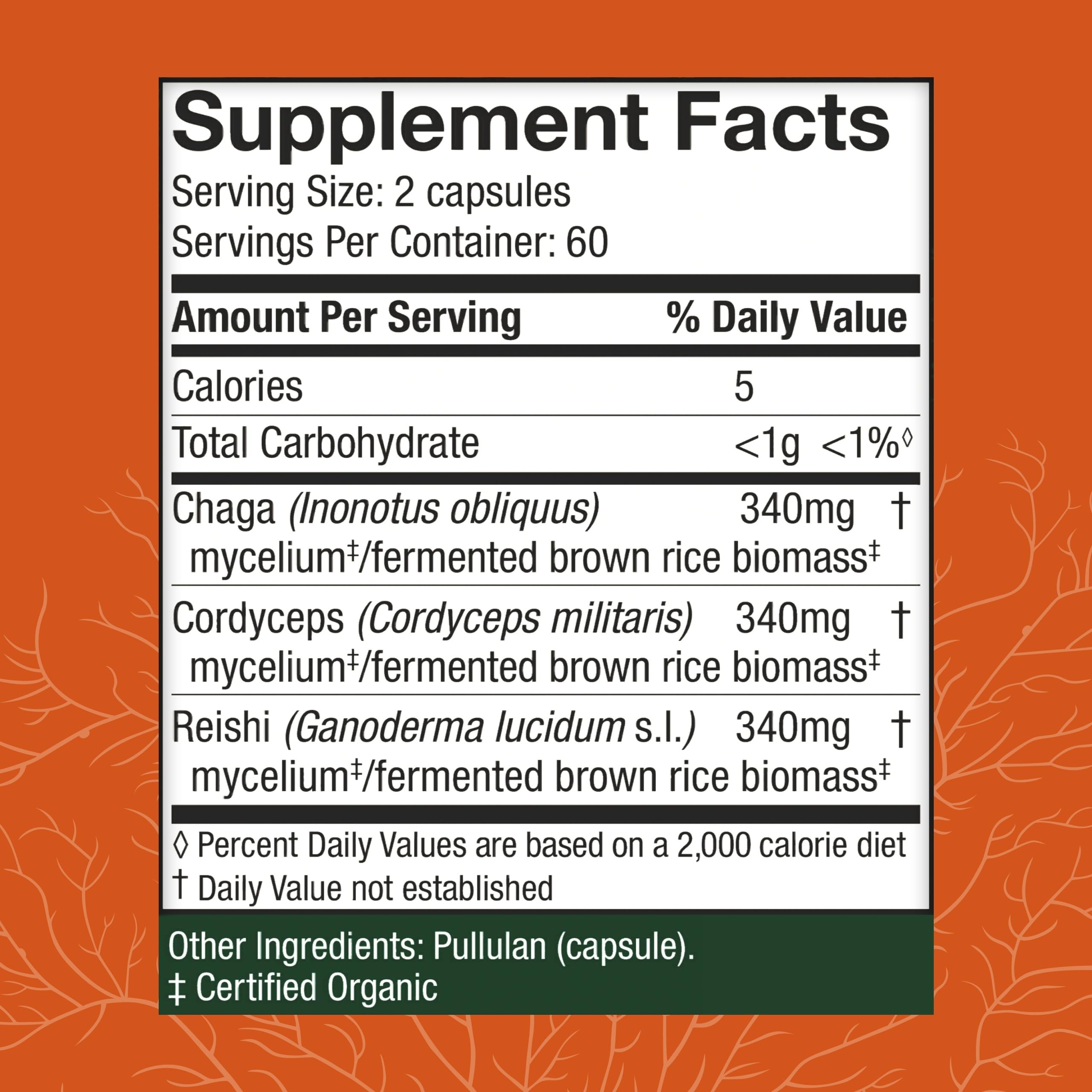 Host Defense Mushroom Capsules side view showing capsule size