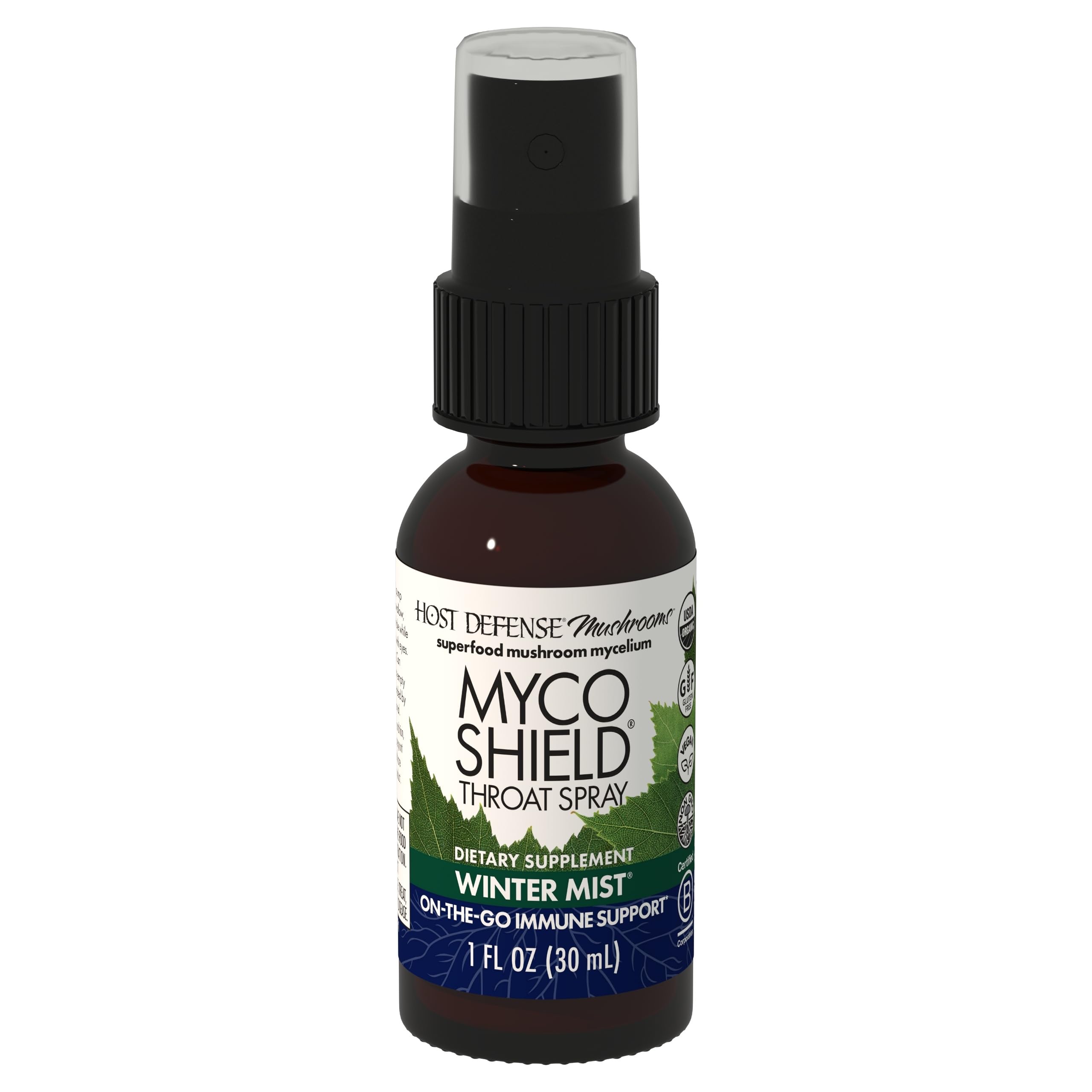 Host Defense Mushroom daily wellness Support Throat Spray front view