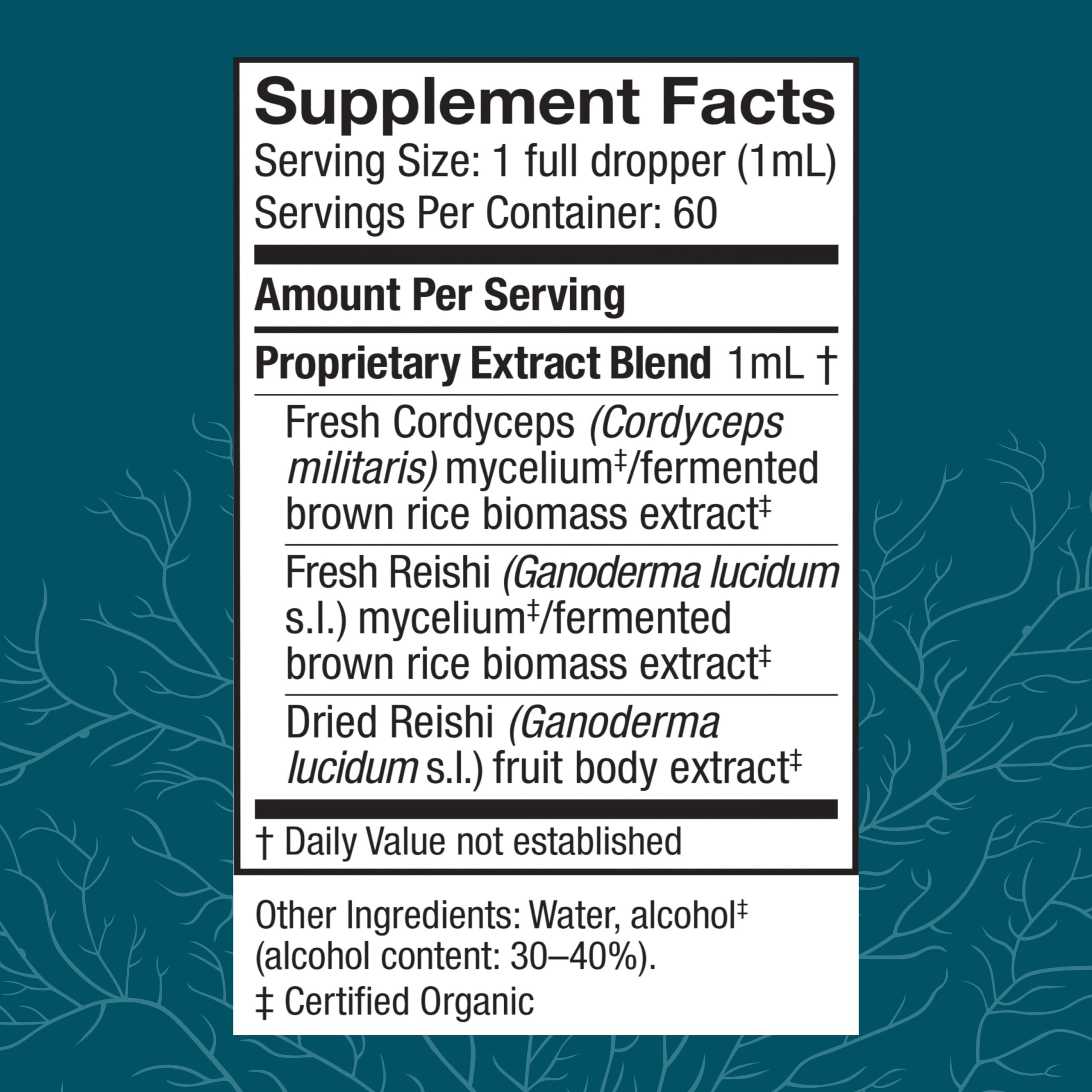 Host Defense Mushroom Extract Supplement bottle side view