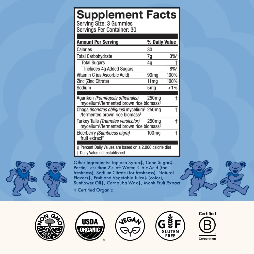 Host Defense Mushroom Gummies packaging side view