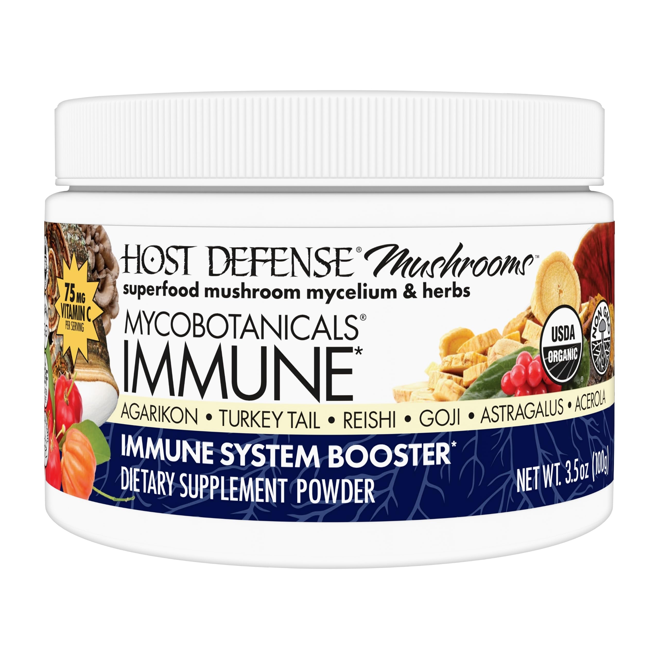 Host Defense Mushroom Powder Supplement front view packaging