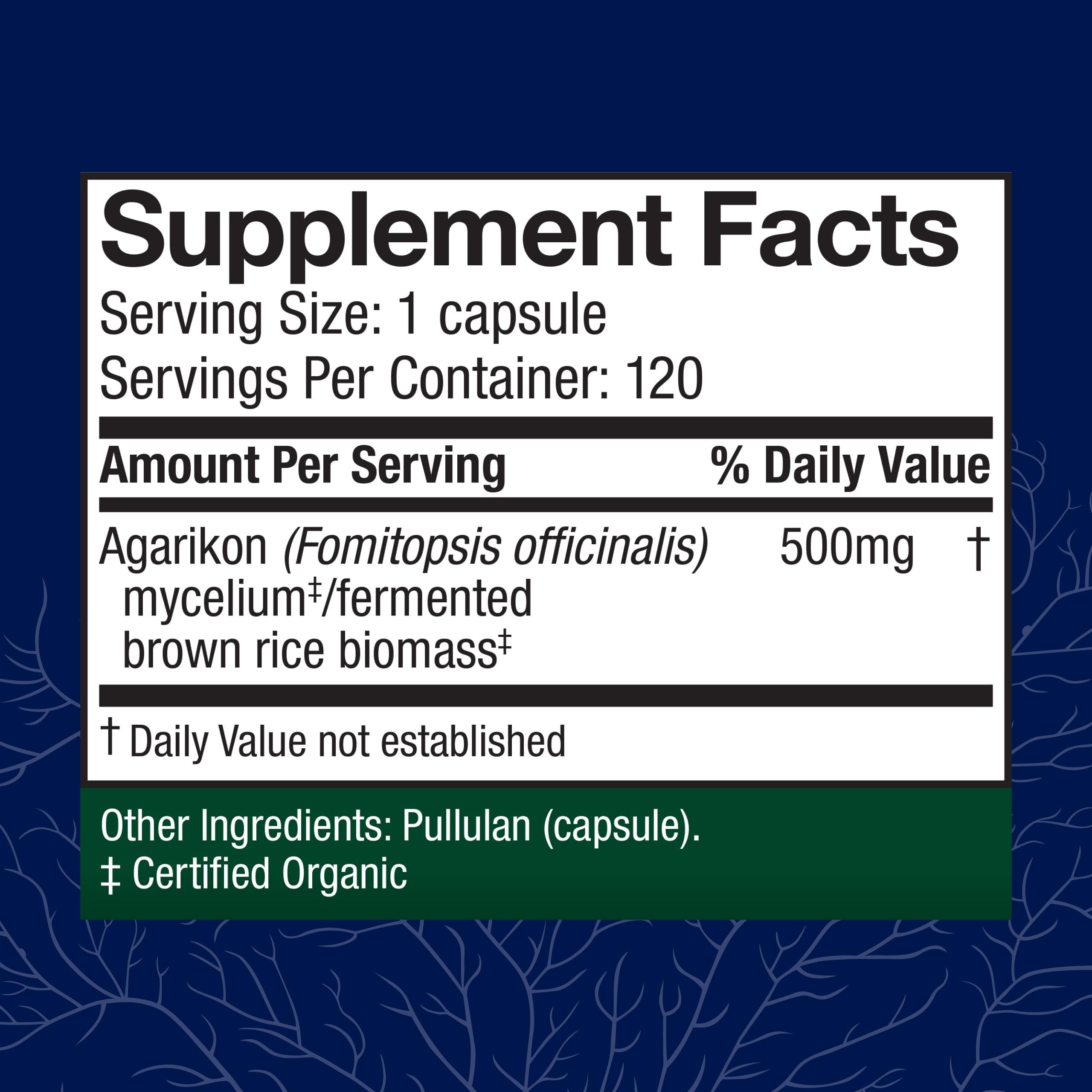 Host Defense Mushroom Supplement 118g back view with ingredients