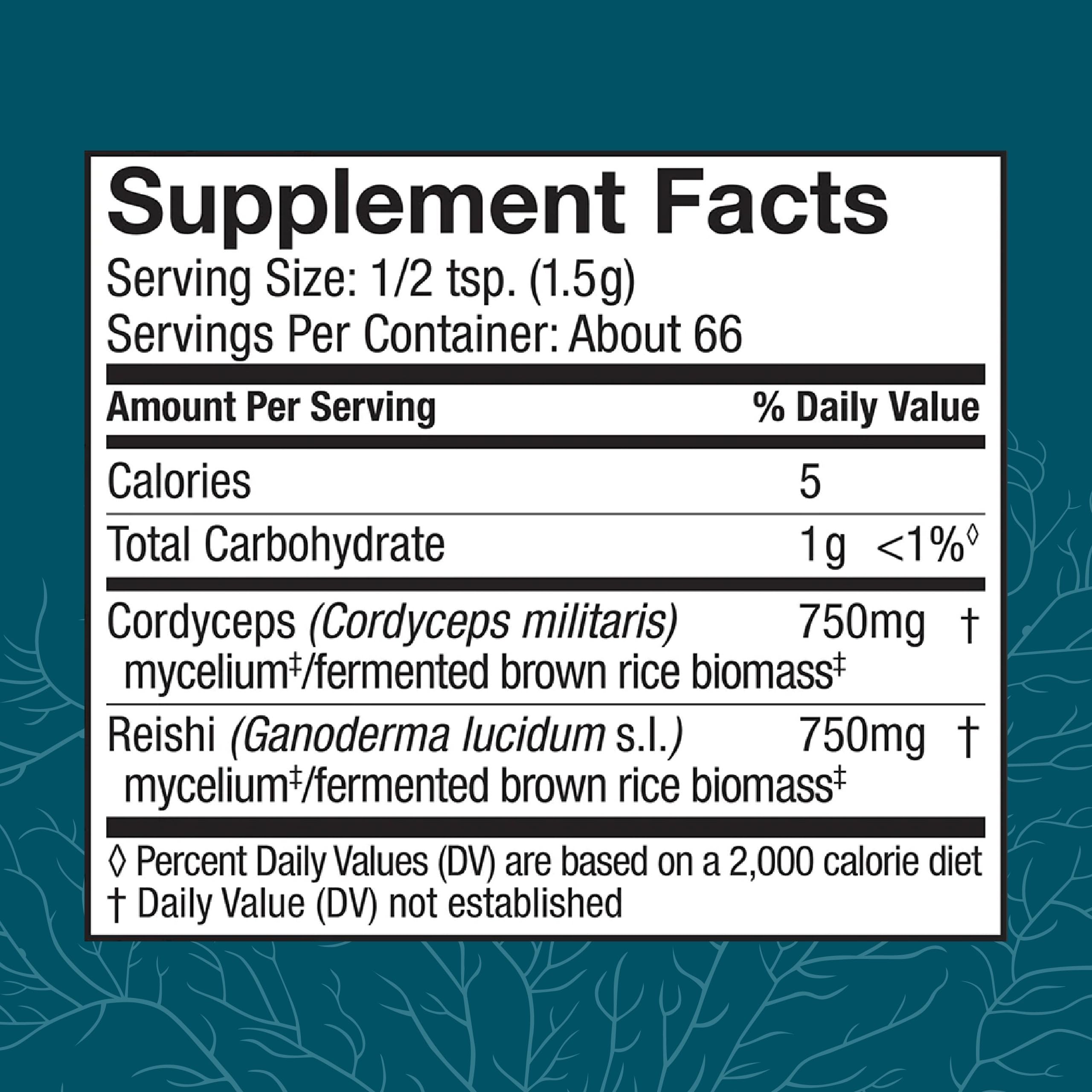 Host Defense Mushroom Supplement 136g side view