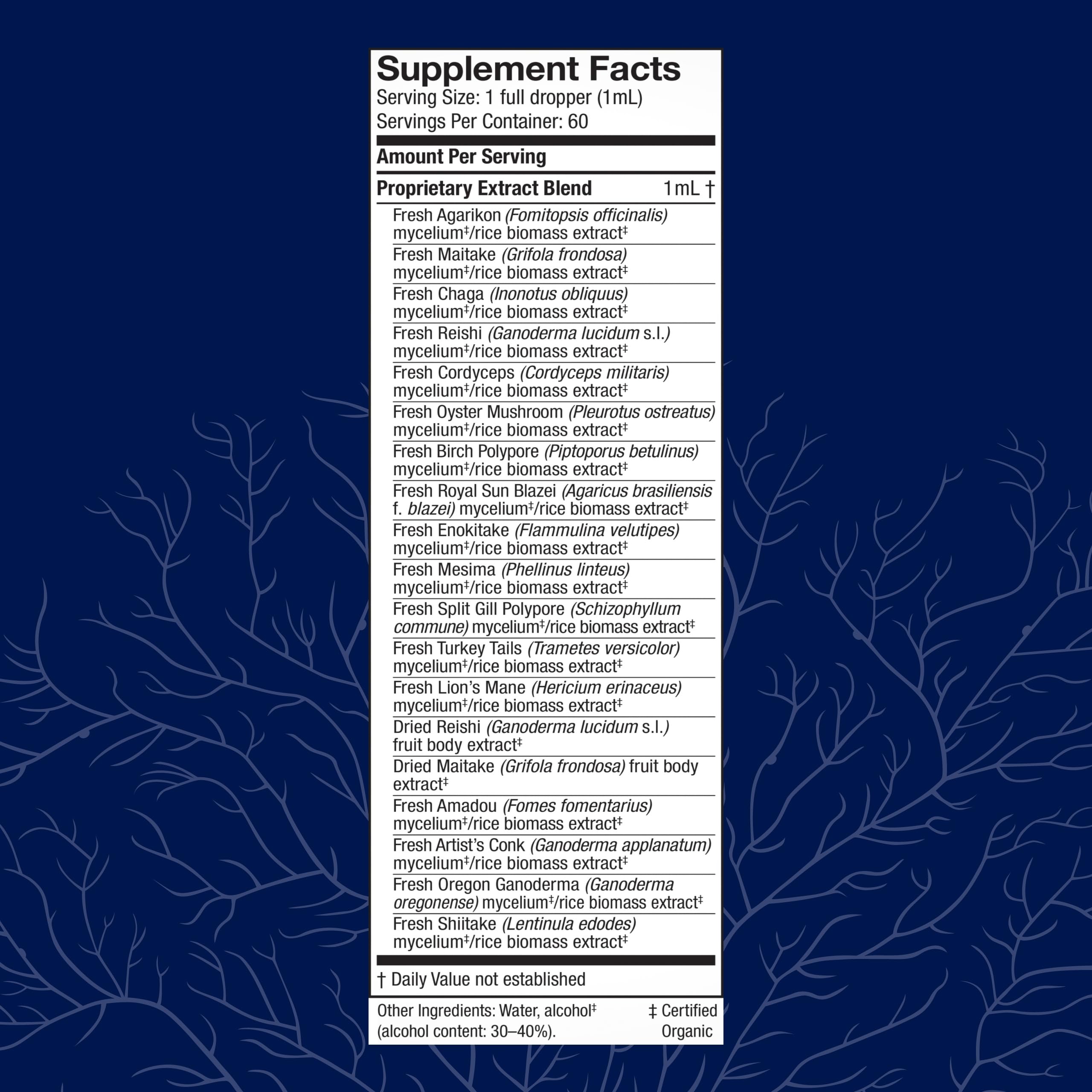 Host Defense Mushroom Supplement 17-Species dropper and bottle