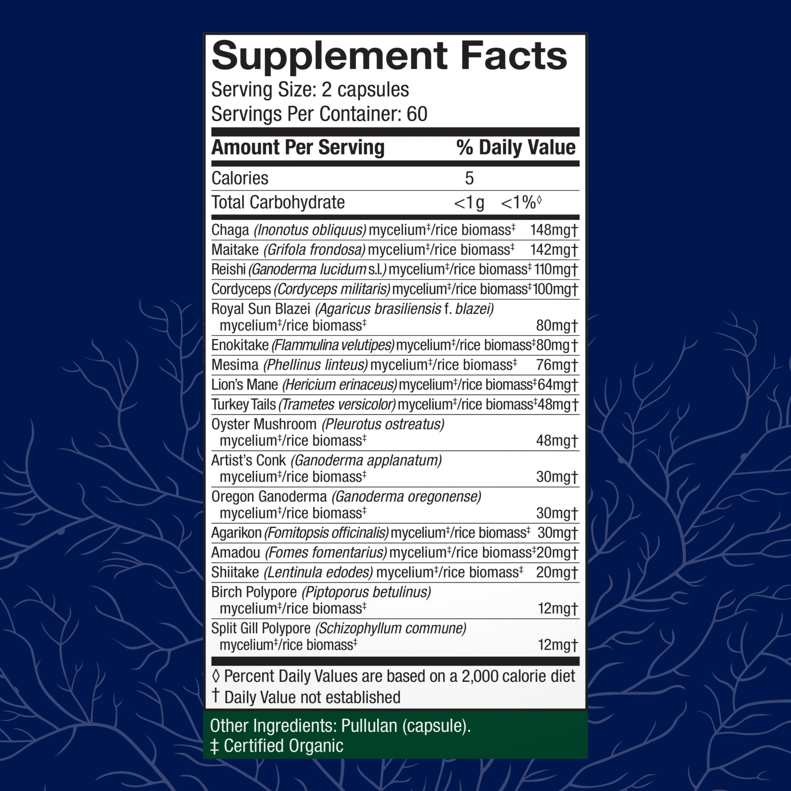 Host Defense Mushroom Supplement 17-Species side view