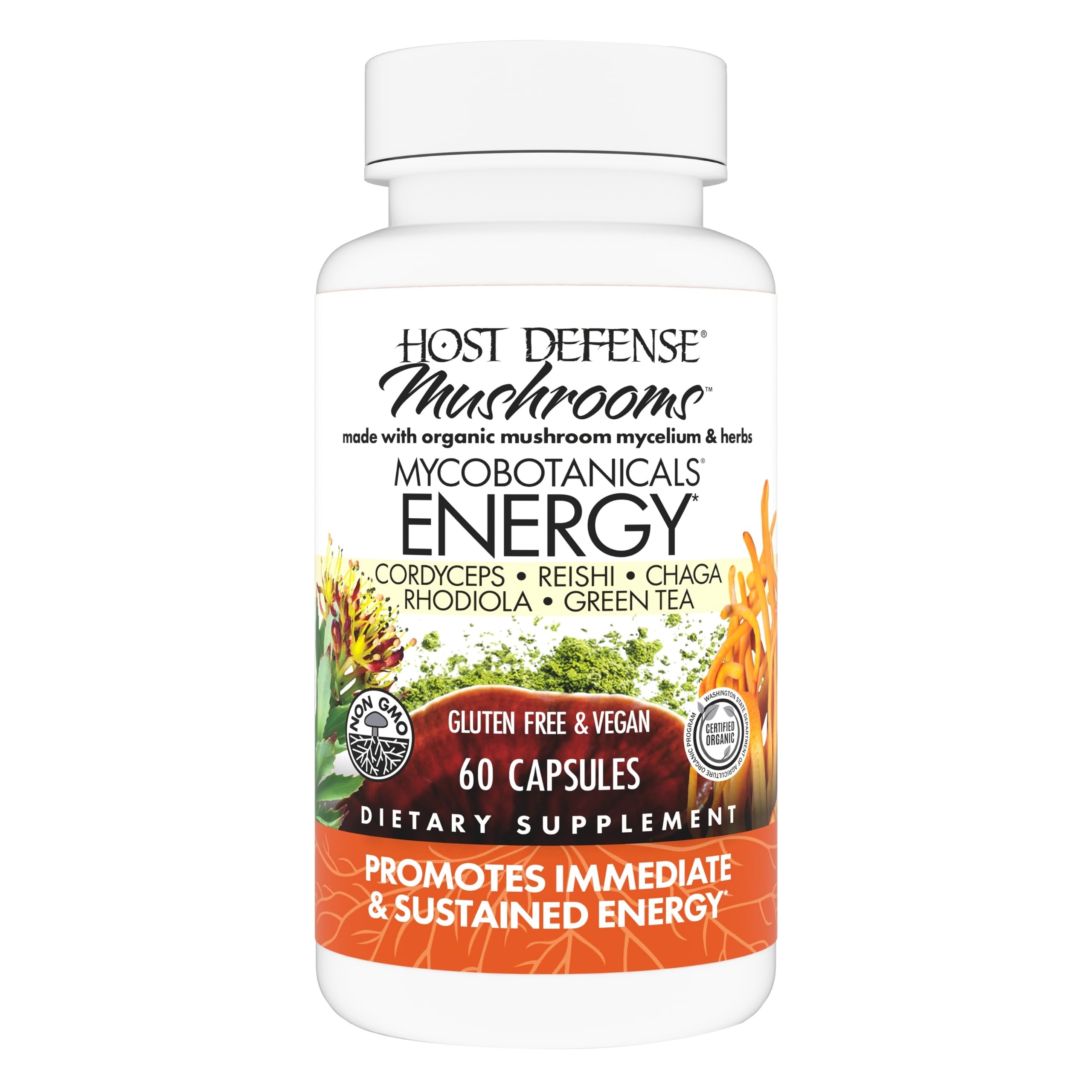Host Defense Mushroom Supplement 60 Capsules front view