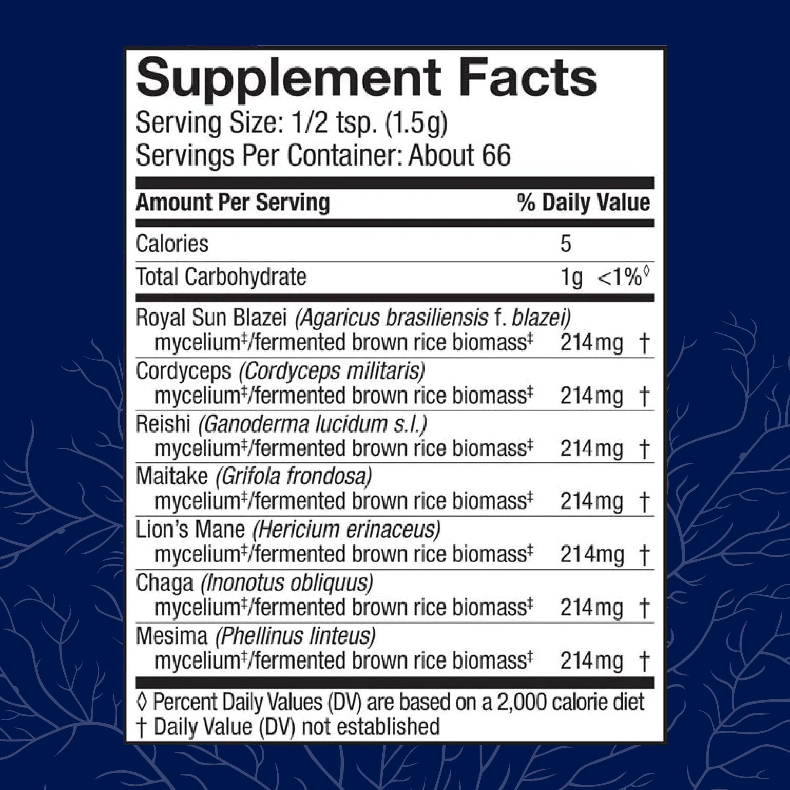 Host Defense Mushroom Supplement 7-Species back view