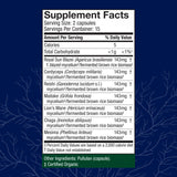Host Defense Mushroom Supplement 7-Species back view with ingredient list