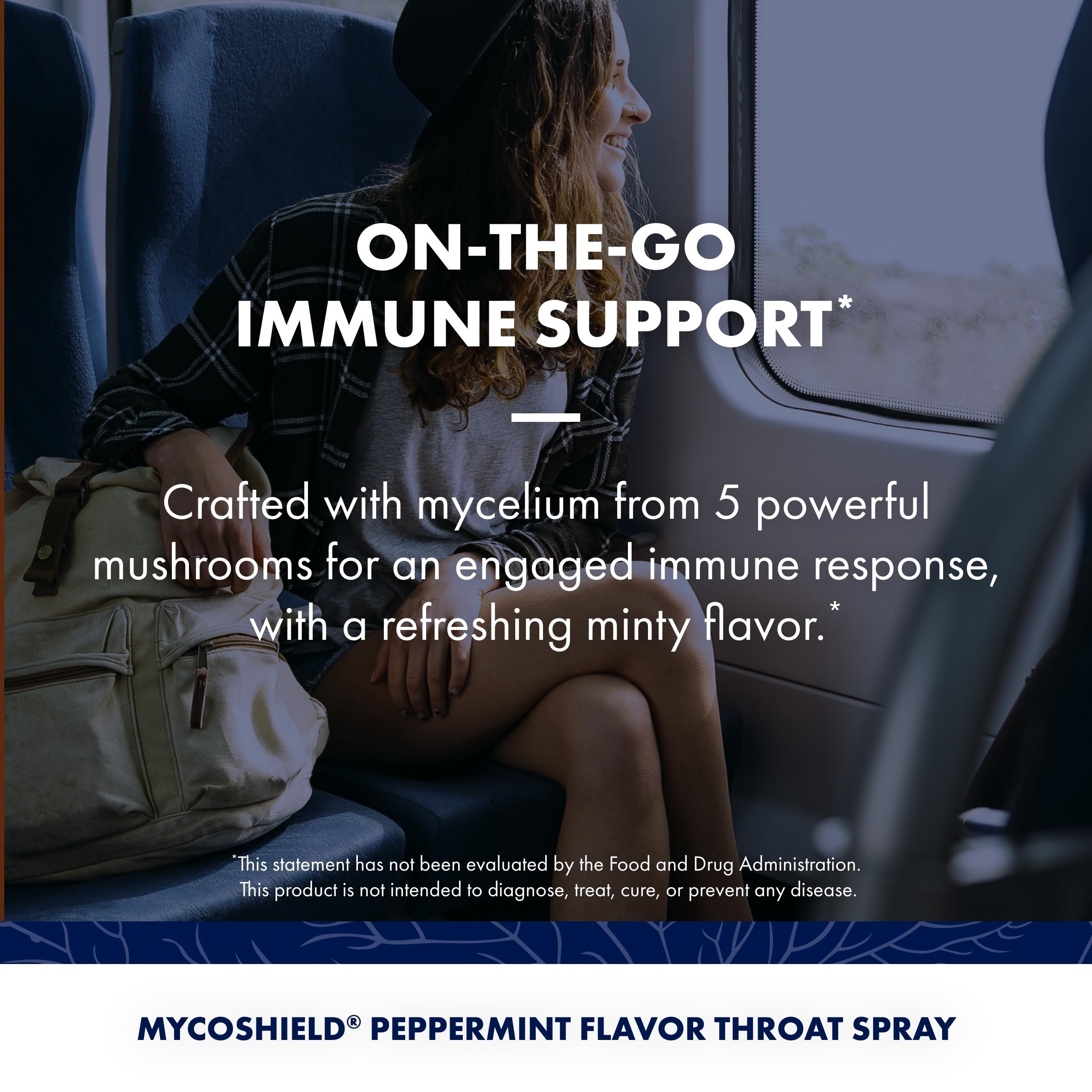 Host Defense Mushroom Throat Spray 91g with peppermint essential oil