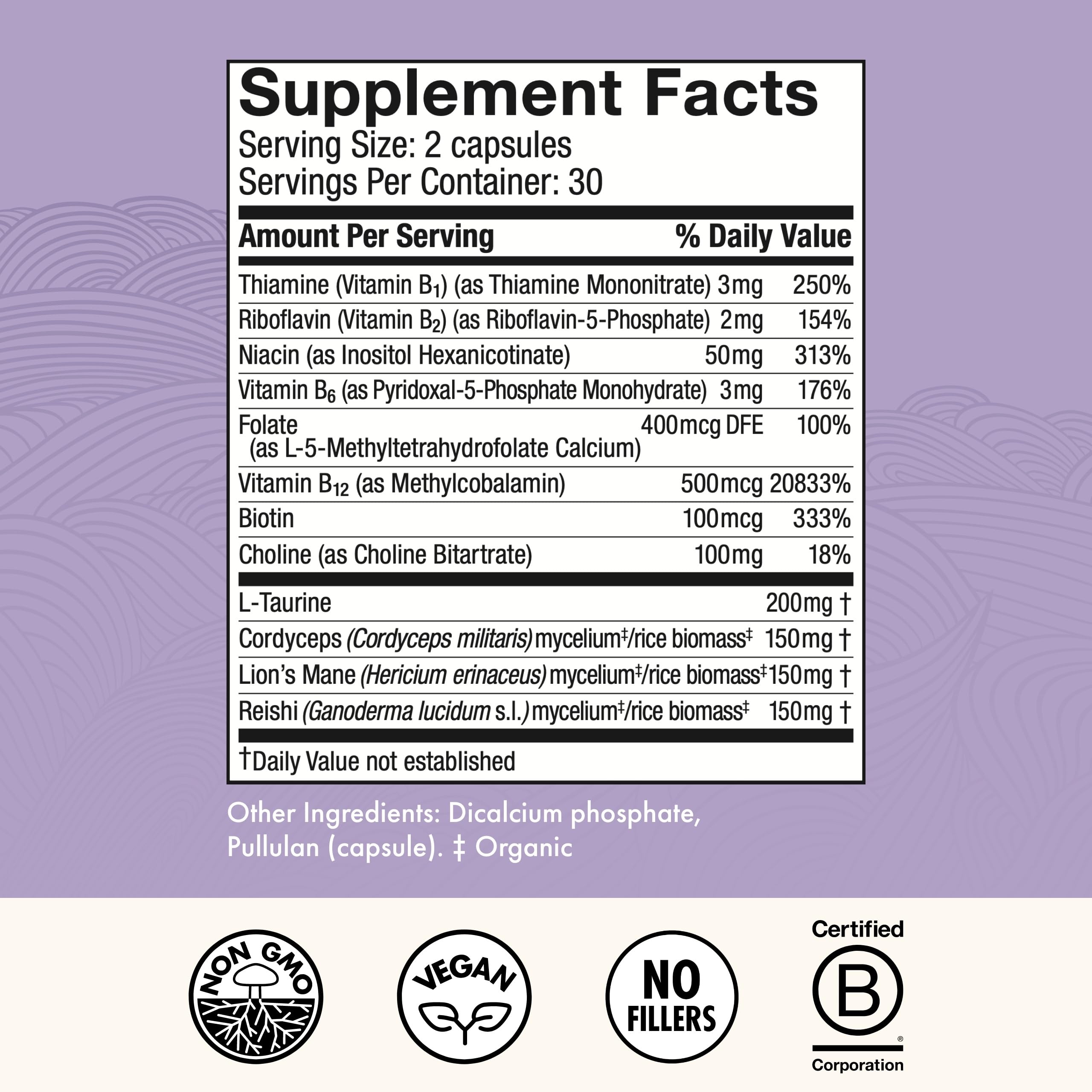 Host Defense MycoBenefits Focus Mushroom Supplement side view