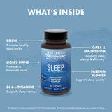 Host Defense MycoBenefits Sleep Mushroom Supplement on a wooden table