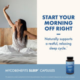 Host Defense MycoBenefits Sleep Mushroom Supplement with a measuring spoon