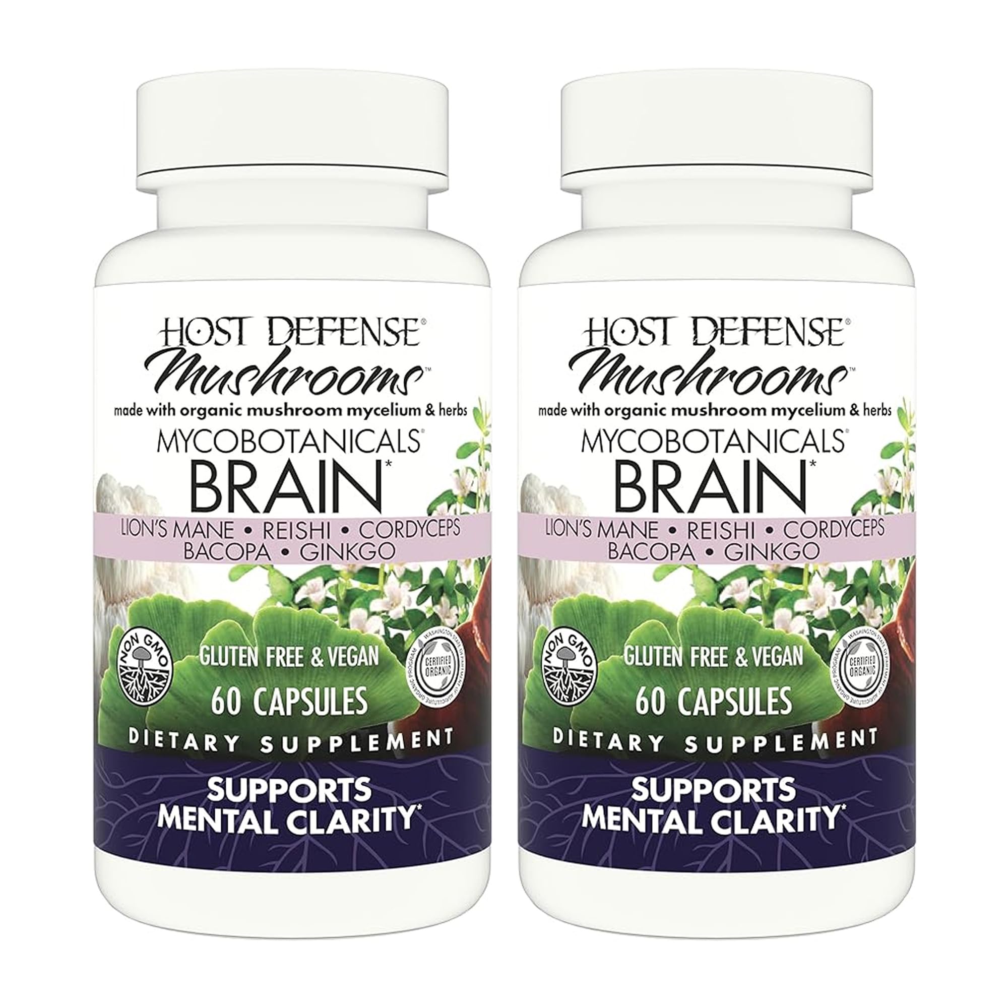 Host Defense MycoBotanicals Brain Support Capsules front view