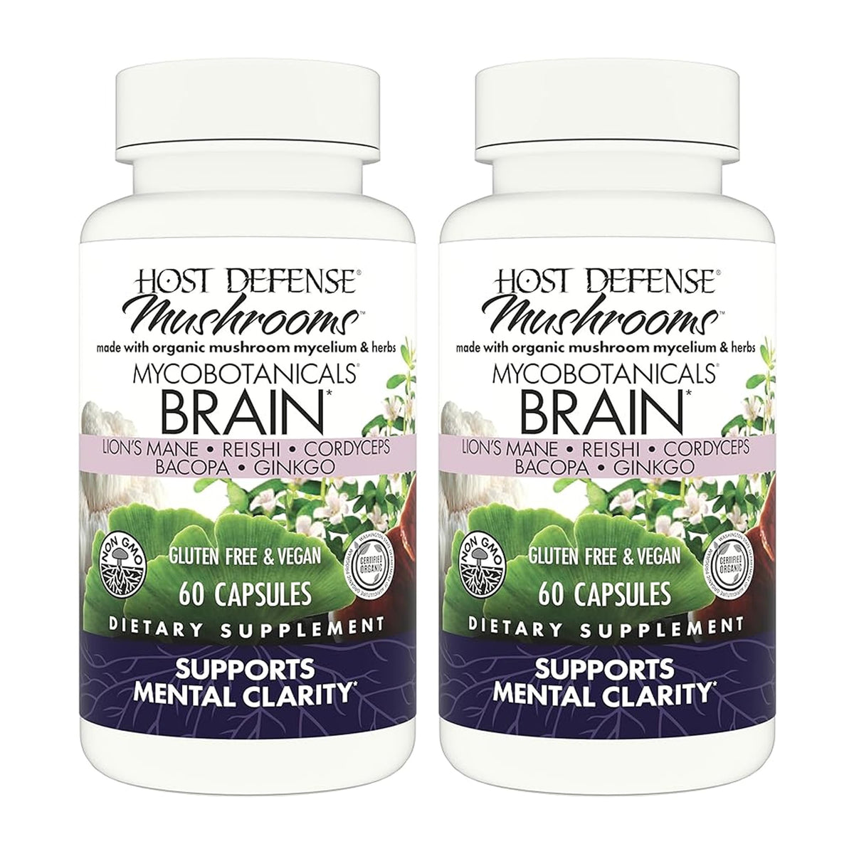 Host Defense MycoBotanicals Brain Support Capsules front view