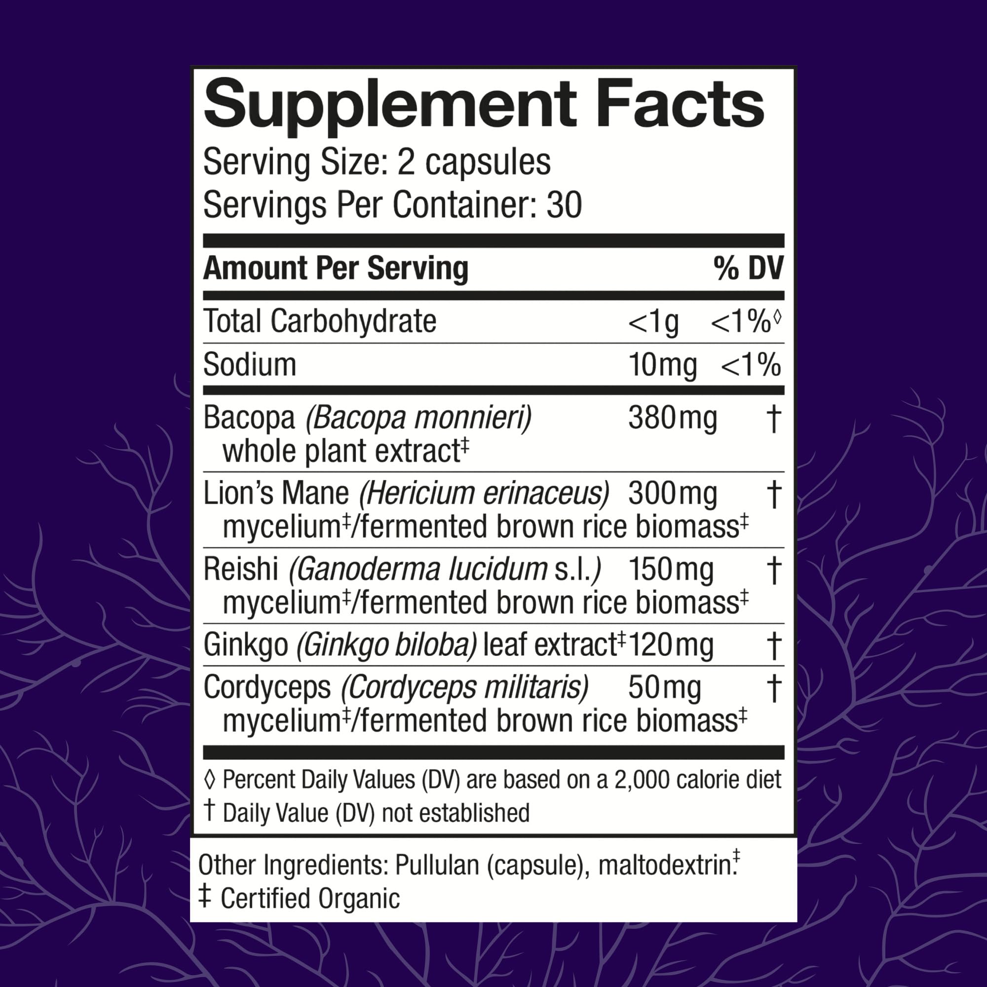 Host Defense MycoBotanicals Brain Support Capsules side view