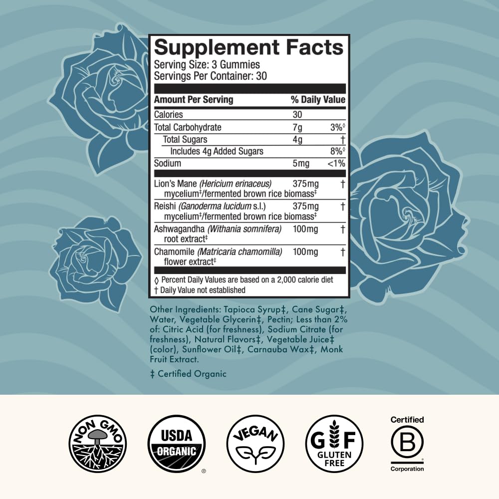 Host Defense Reishi Mushroom Gummies side view showing ingredients
