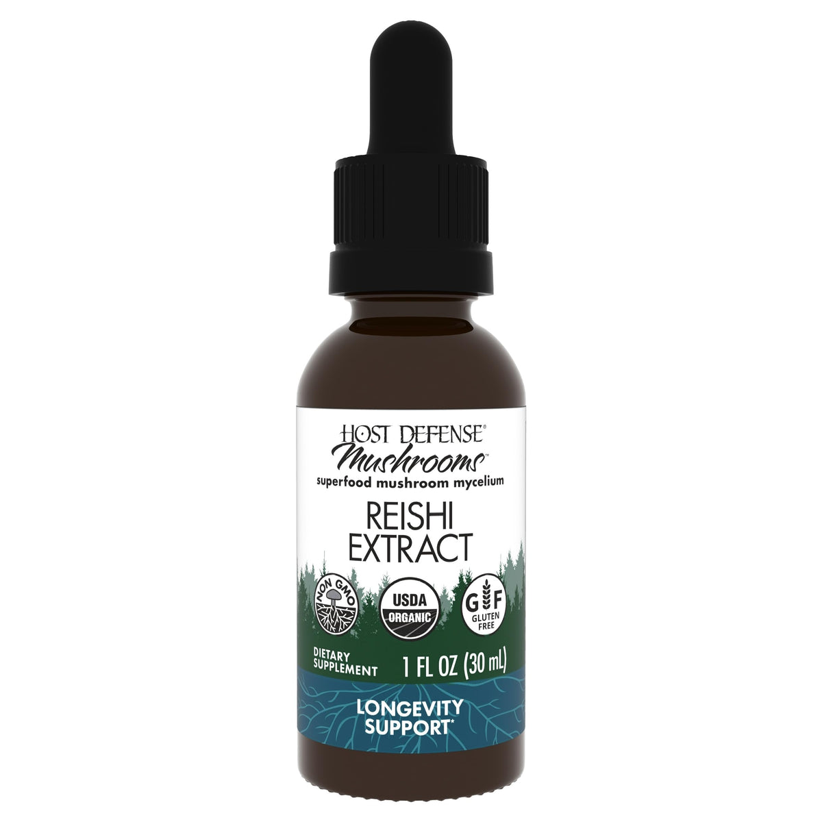 Host Defense Reishi Mushroom Liquid Supplement 91g front view