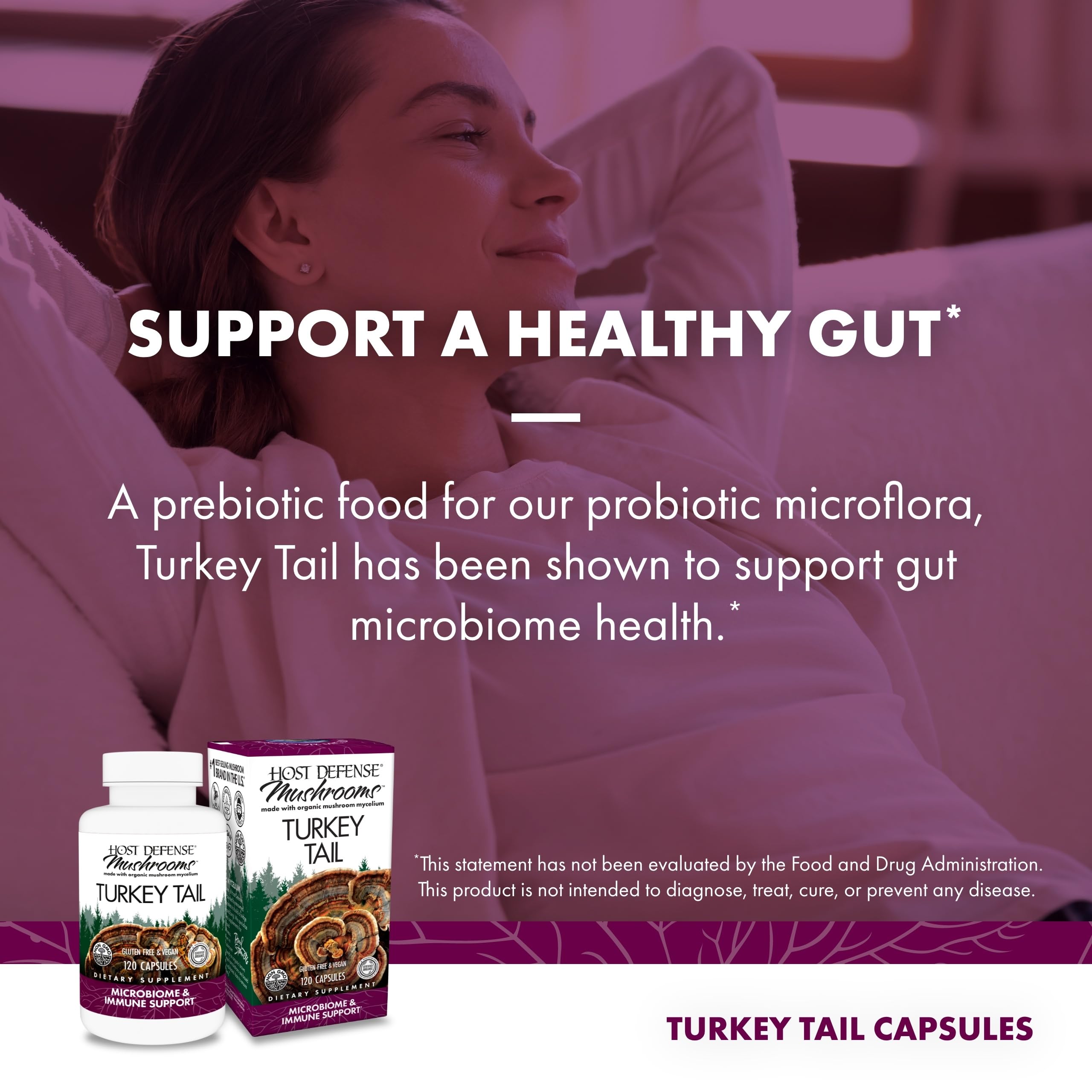 Host Defense Turkey Tail Mushroom Supplement packaging details