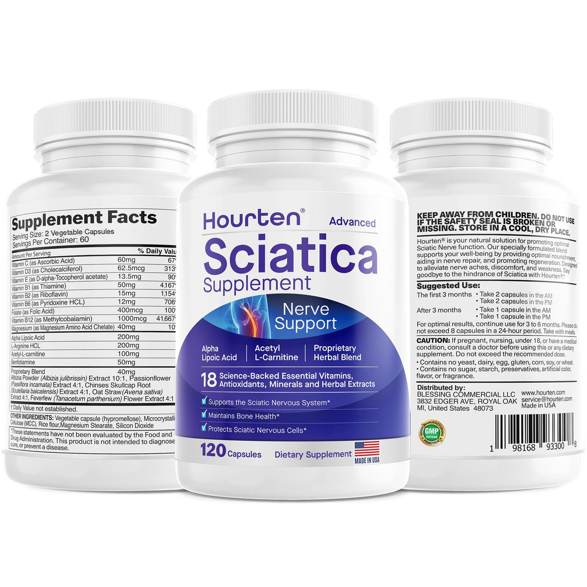 Hourten Alpha Lipoic Acid Supplement front view with packaging