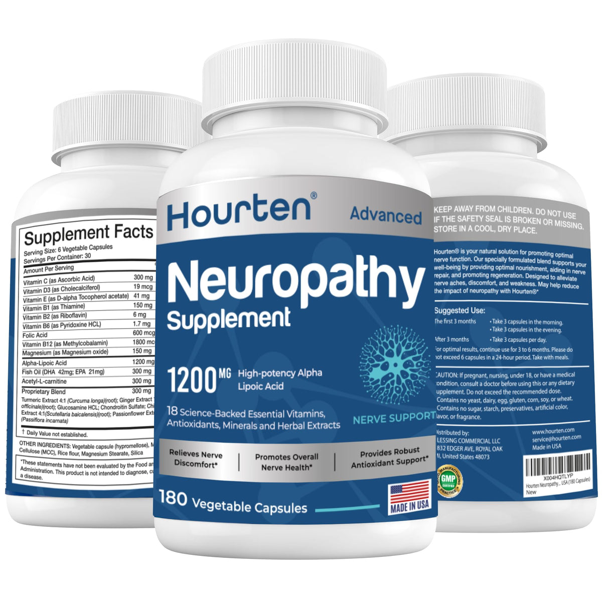 Hourten Alpha Lipoic Acid Supplement front view with packaging
