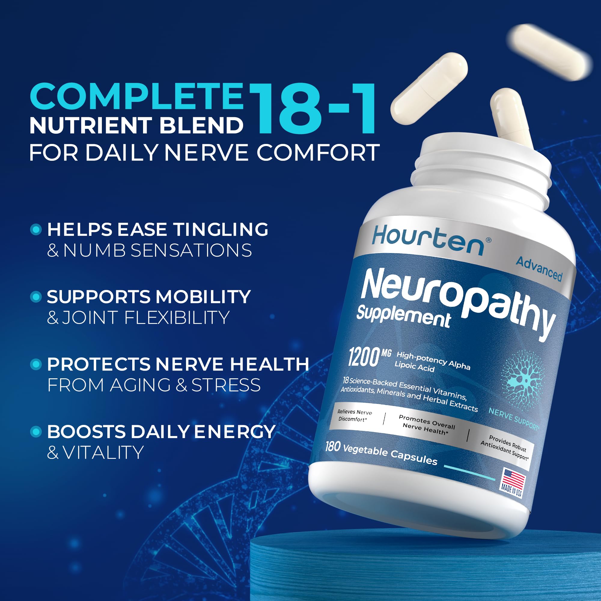 Hourten Alpha Lipoic Acid Supplement ingredients list on packaging