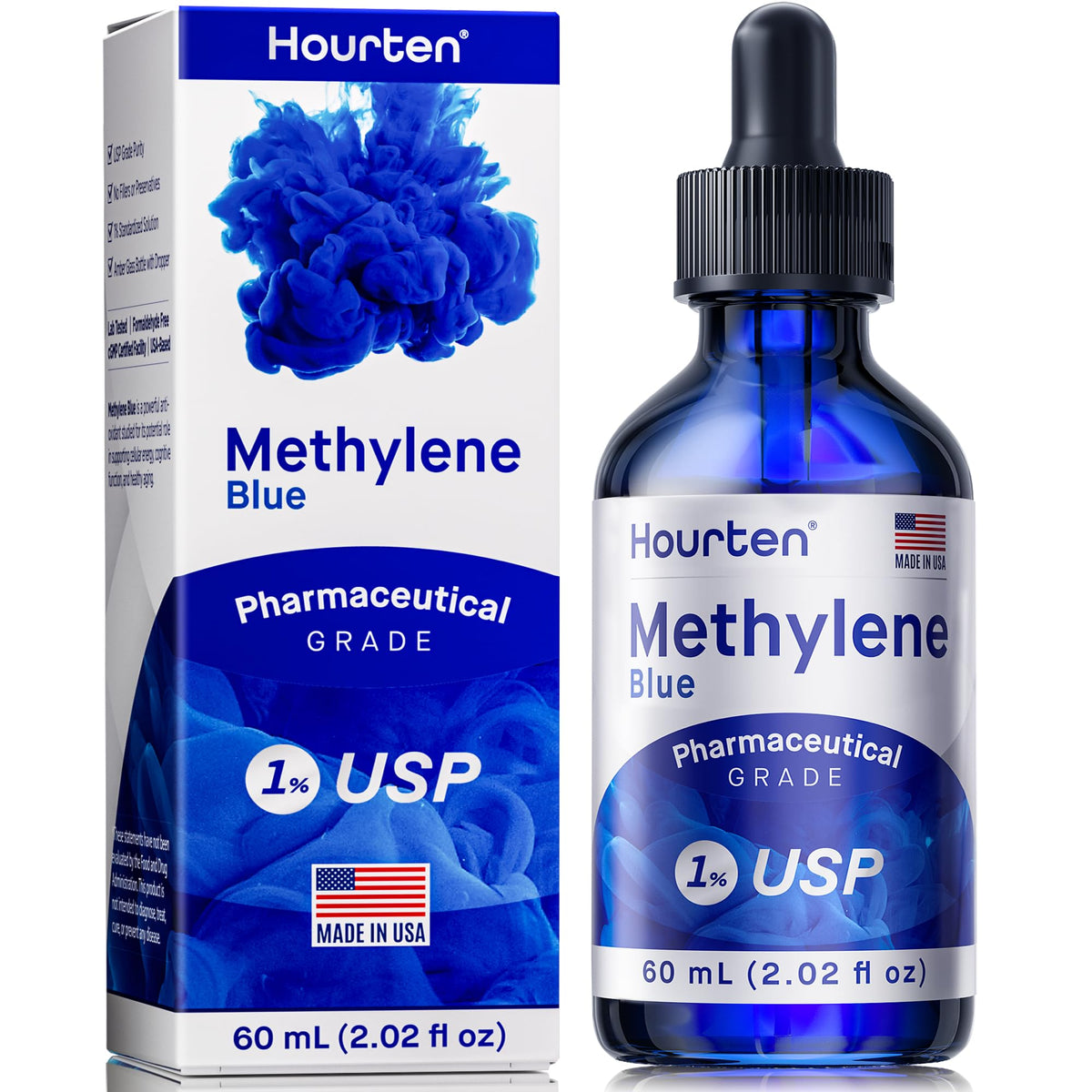 Hourten Methylene Blue Solution 1% USP Grade front view