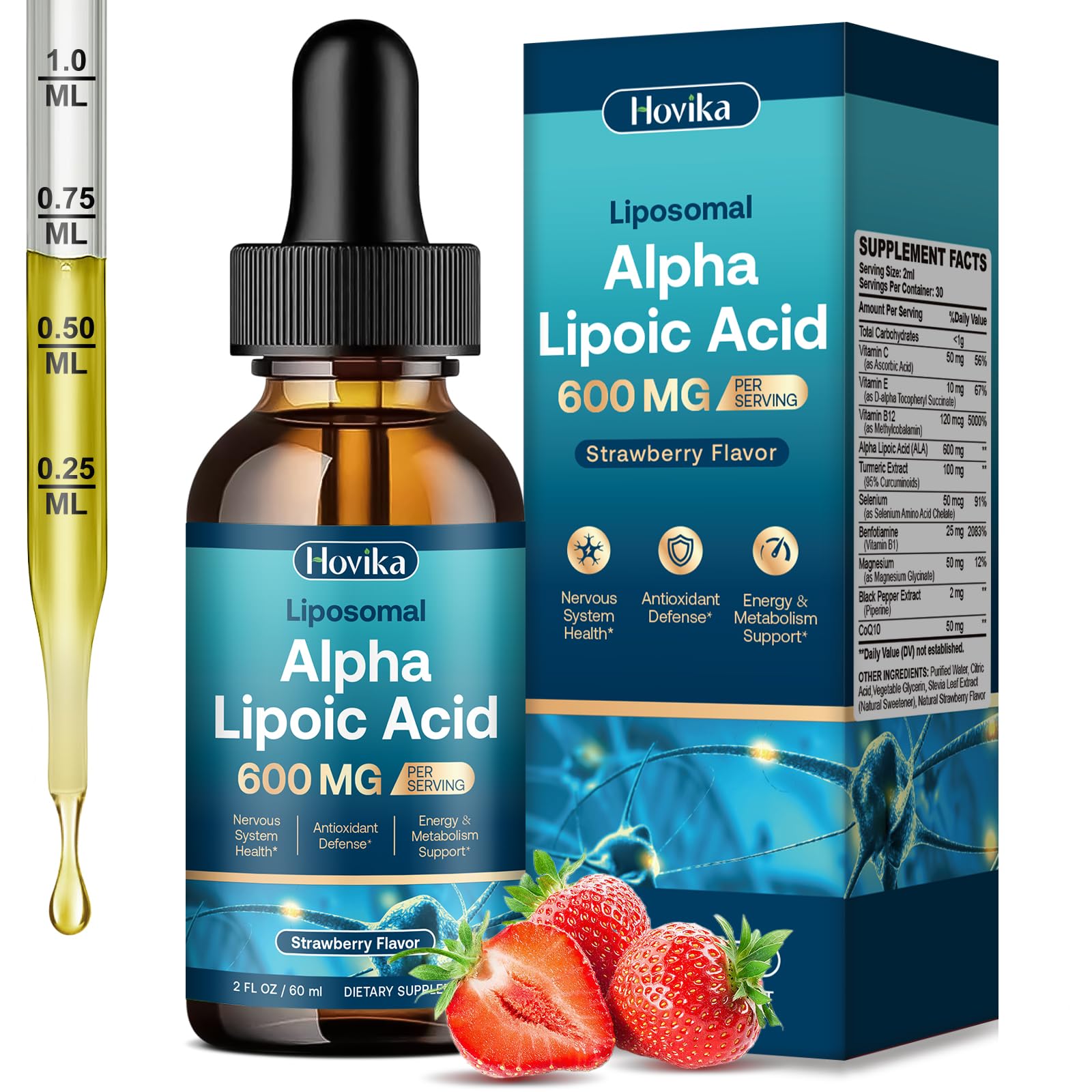 Hovika Alpha Lipoic Acid liquid supplement front view