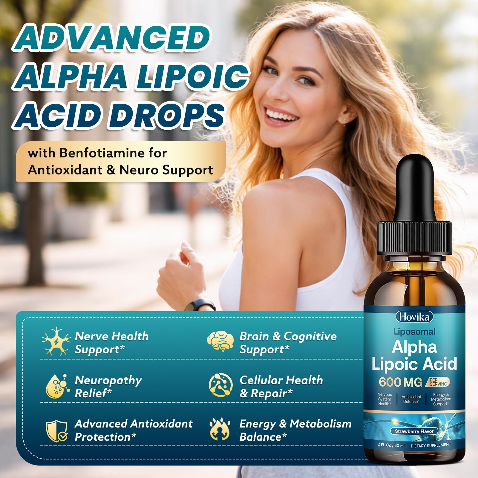 Hovika Alpha Lipoic Acid liquid supplement with dropper