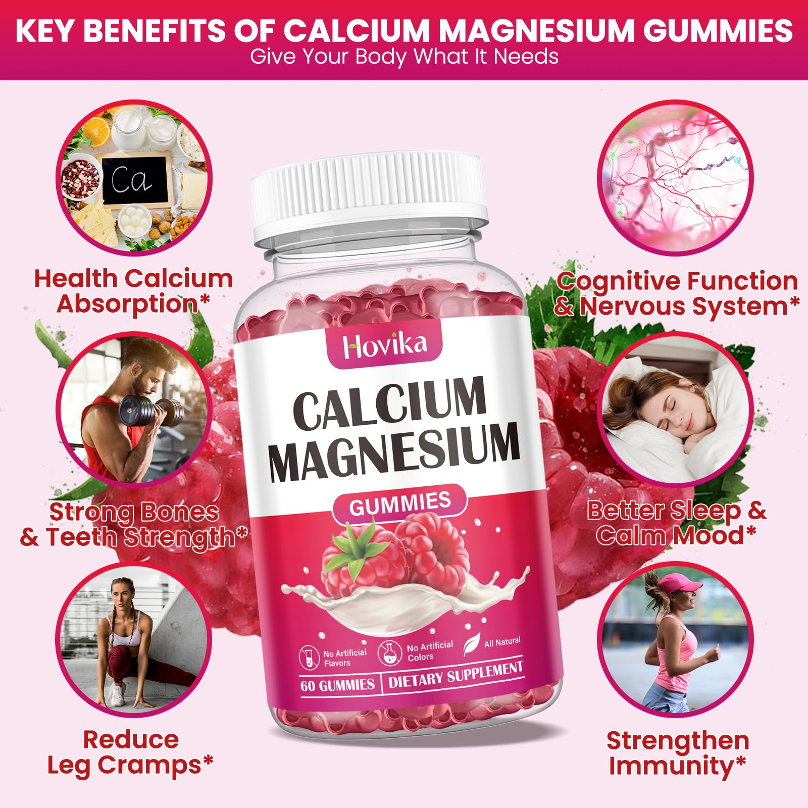 Hovika Calcium Magnesium Zinc Gummies close-up of gummies