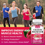 Hovika Calcium Magnesium Zinc Gummies displayed with fresh raspberries