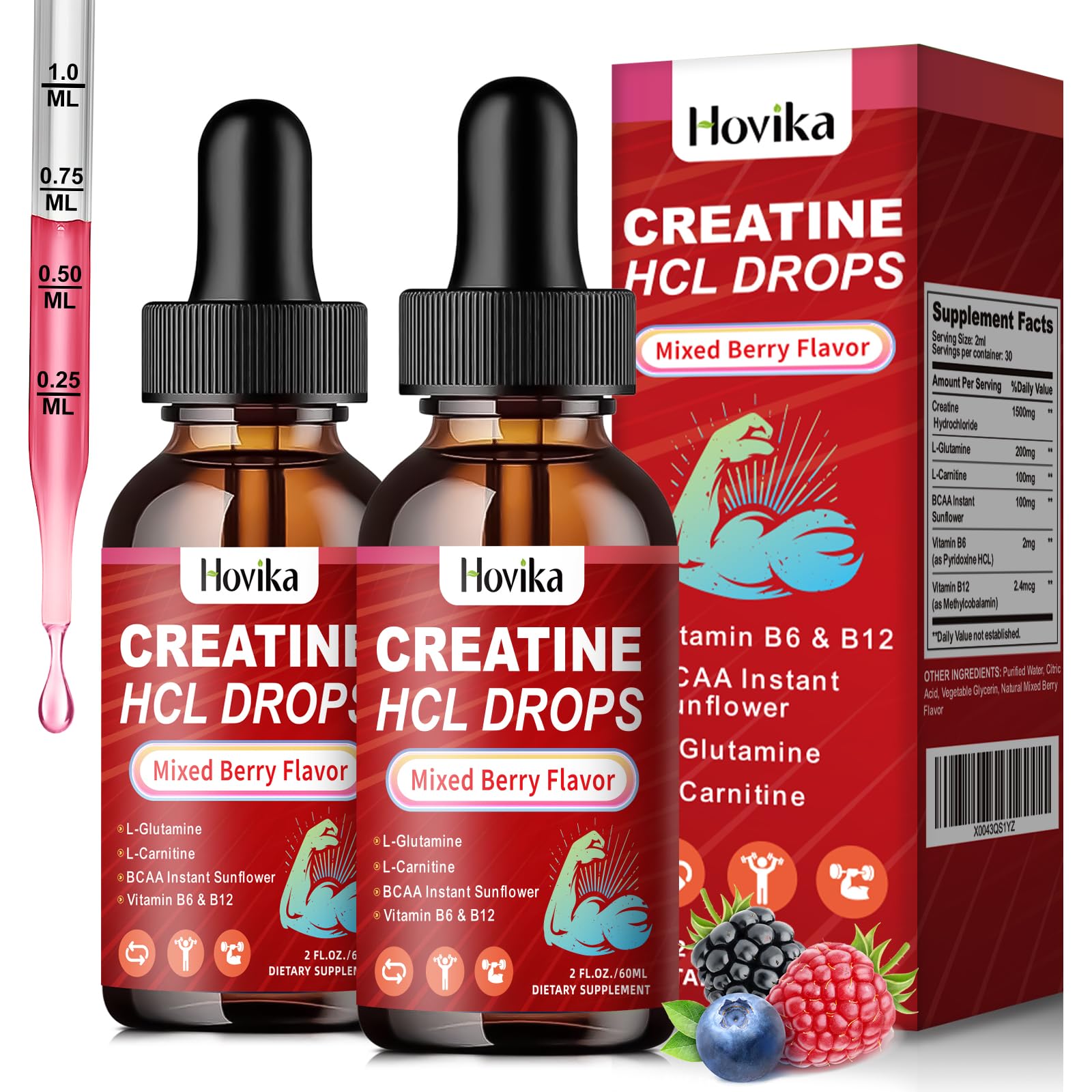 Hovika Creatine HCL Liquid Drops 1500mg front view