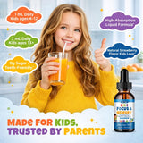 Hovika Focus Vitamins for Kids liquid drops in a child's hand
