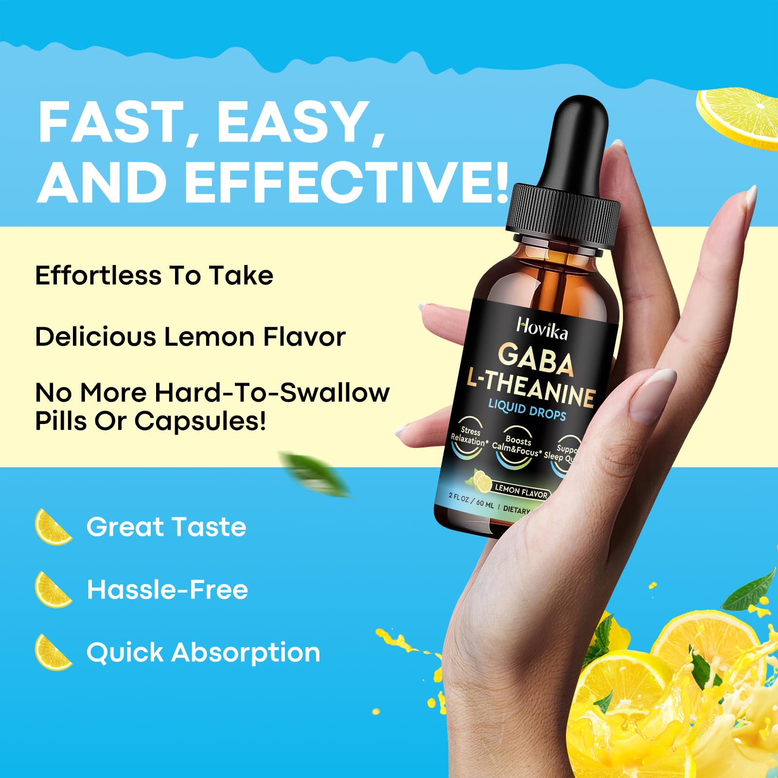 Hovika GABA L-Theanine Liquid Drops 150g back view
