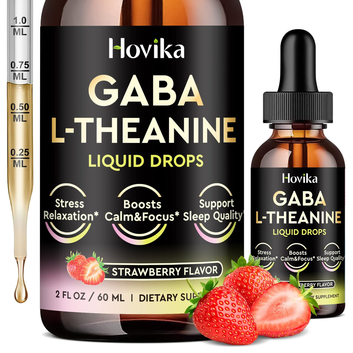 Hovika GABA L-Theanine liquid drops 150g bottle front view