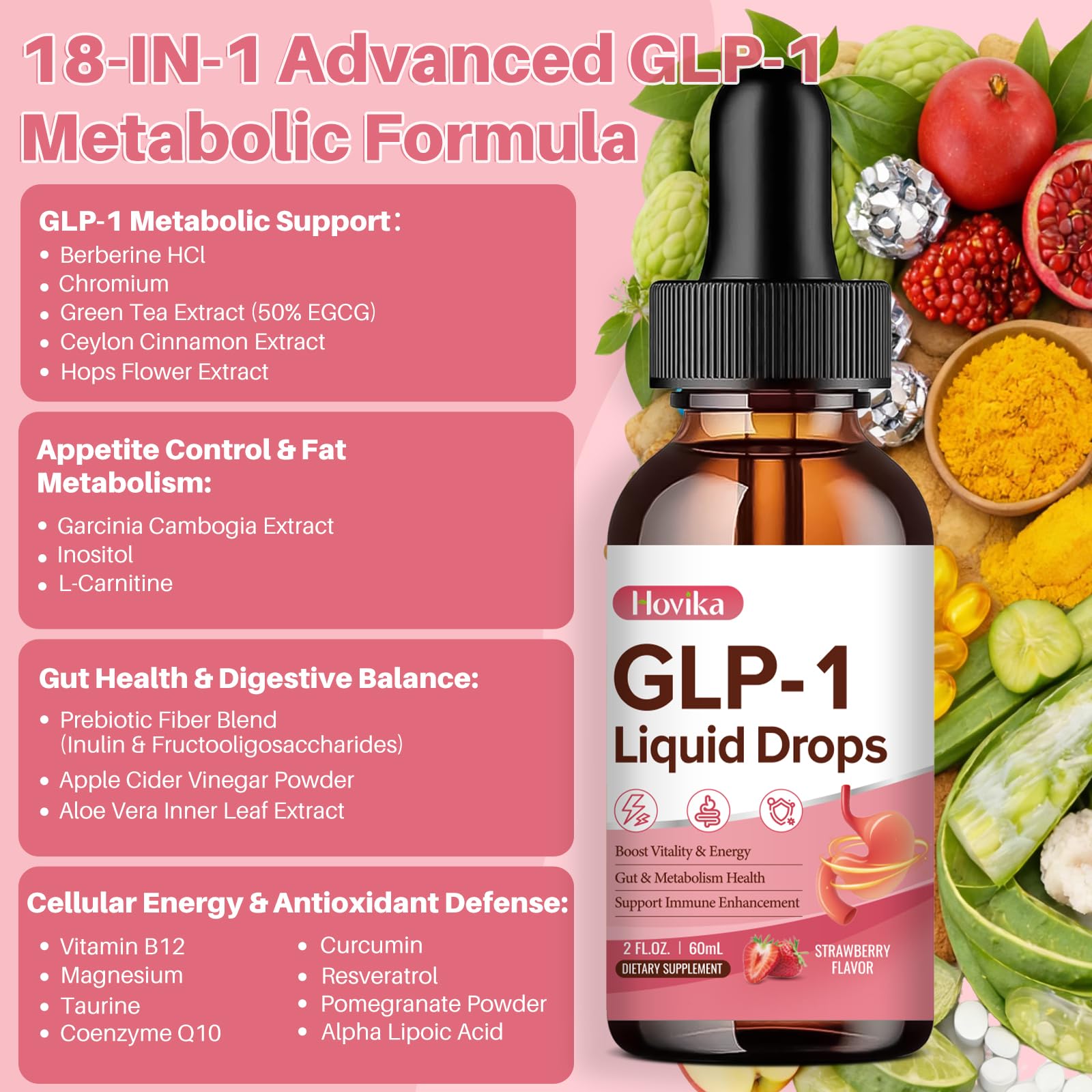 Hovika GLP-1 Liquid Drops 150g packaging details