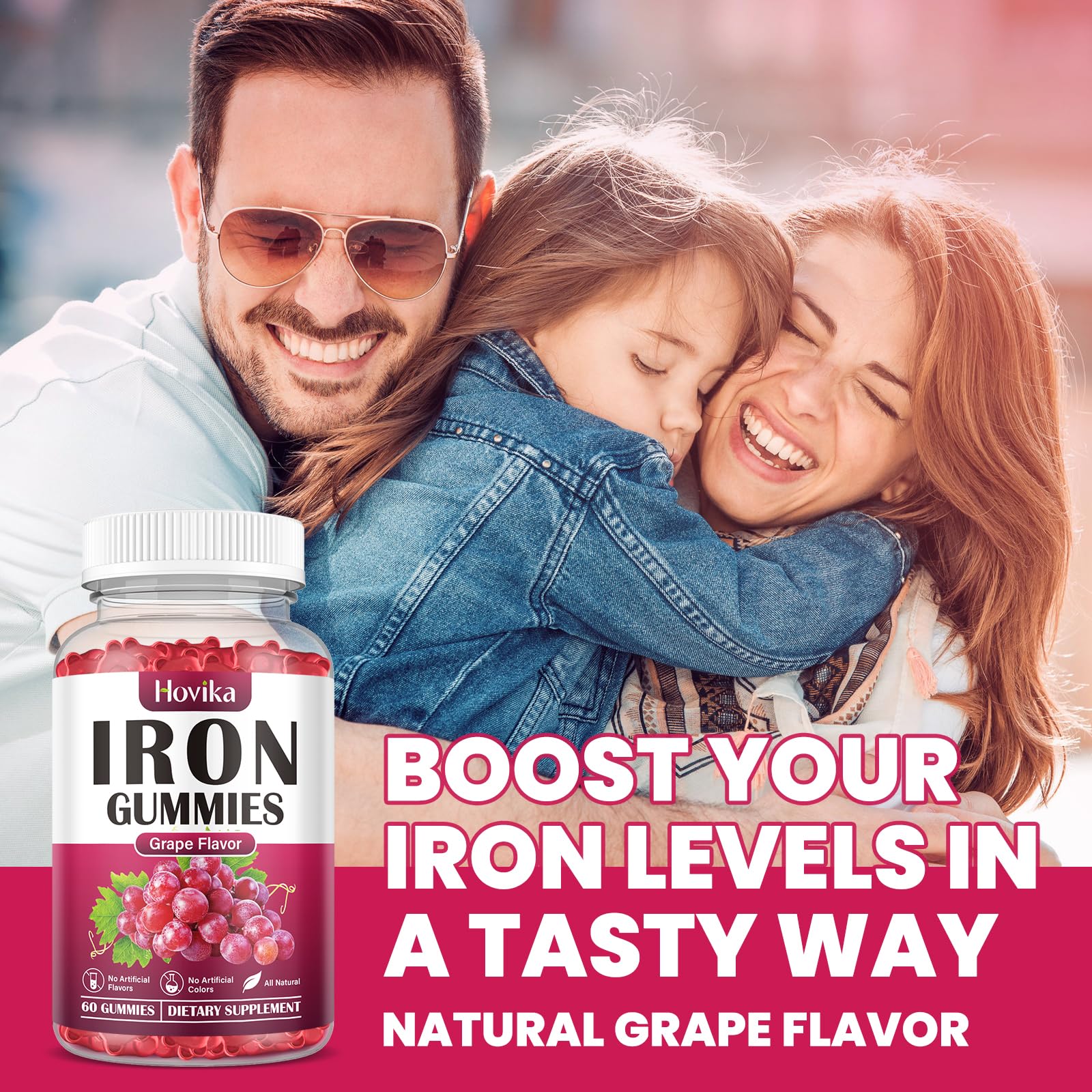 Hovika Iron Gummies 200g back view with nutritional information