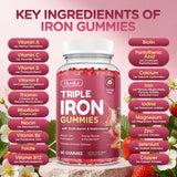 Hovika Iron Gummies bottle and gummies on a table