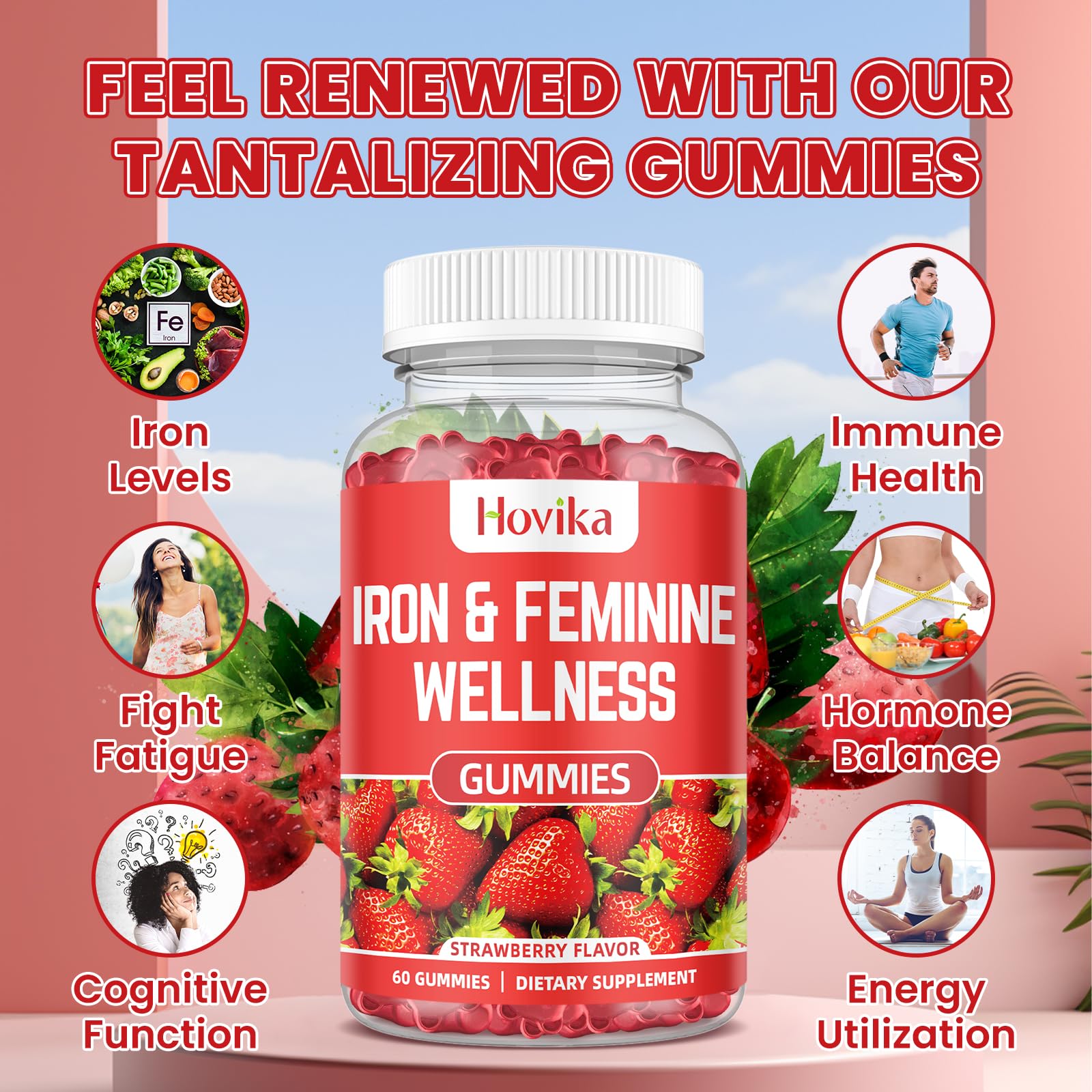 Hovika Iron Gummies bottle side view