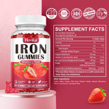 Hovika Iron Gummies displayed with fresh strawberries