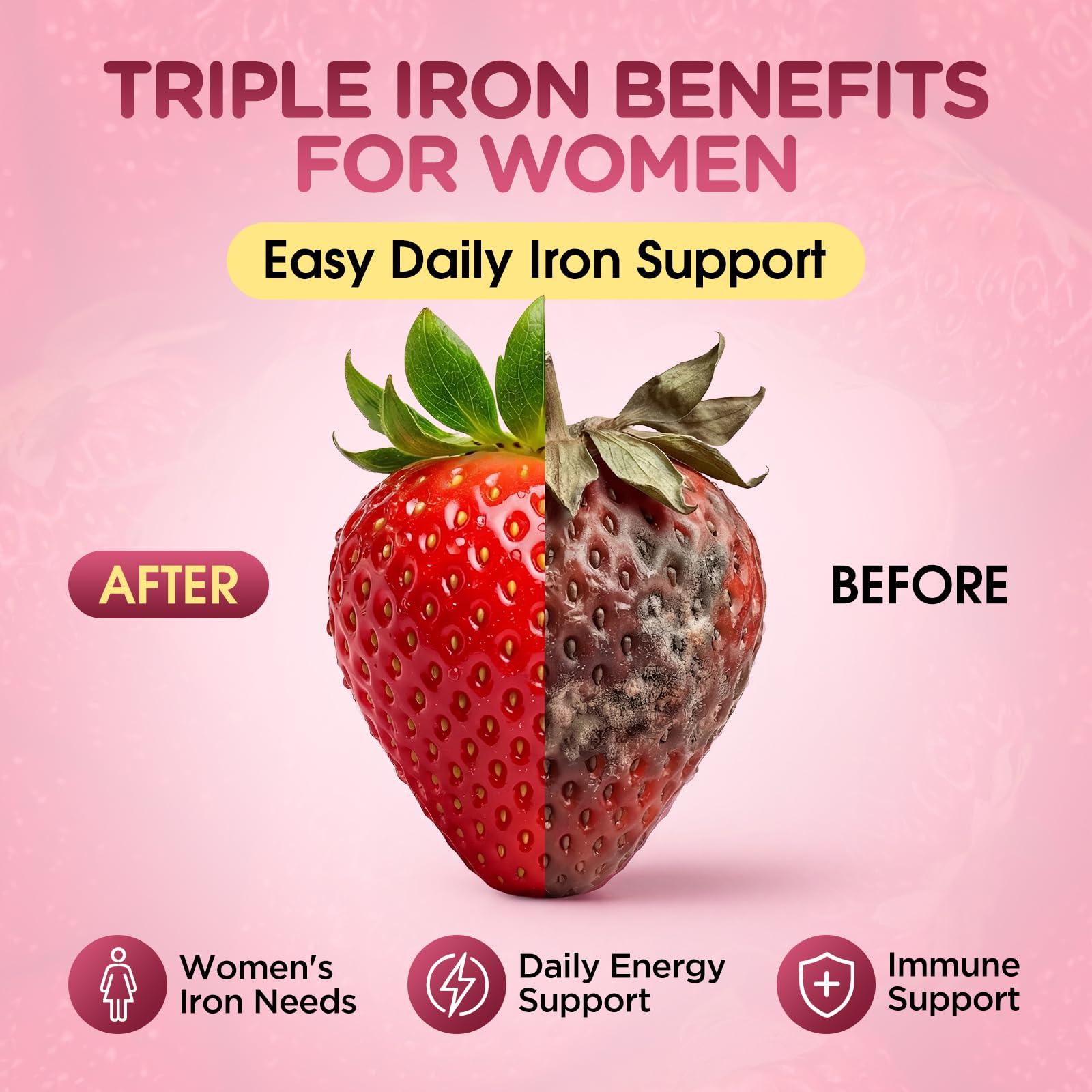 Hovika Iron Gummies packaging with strawberry flavour