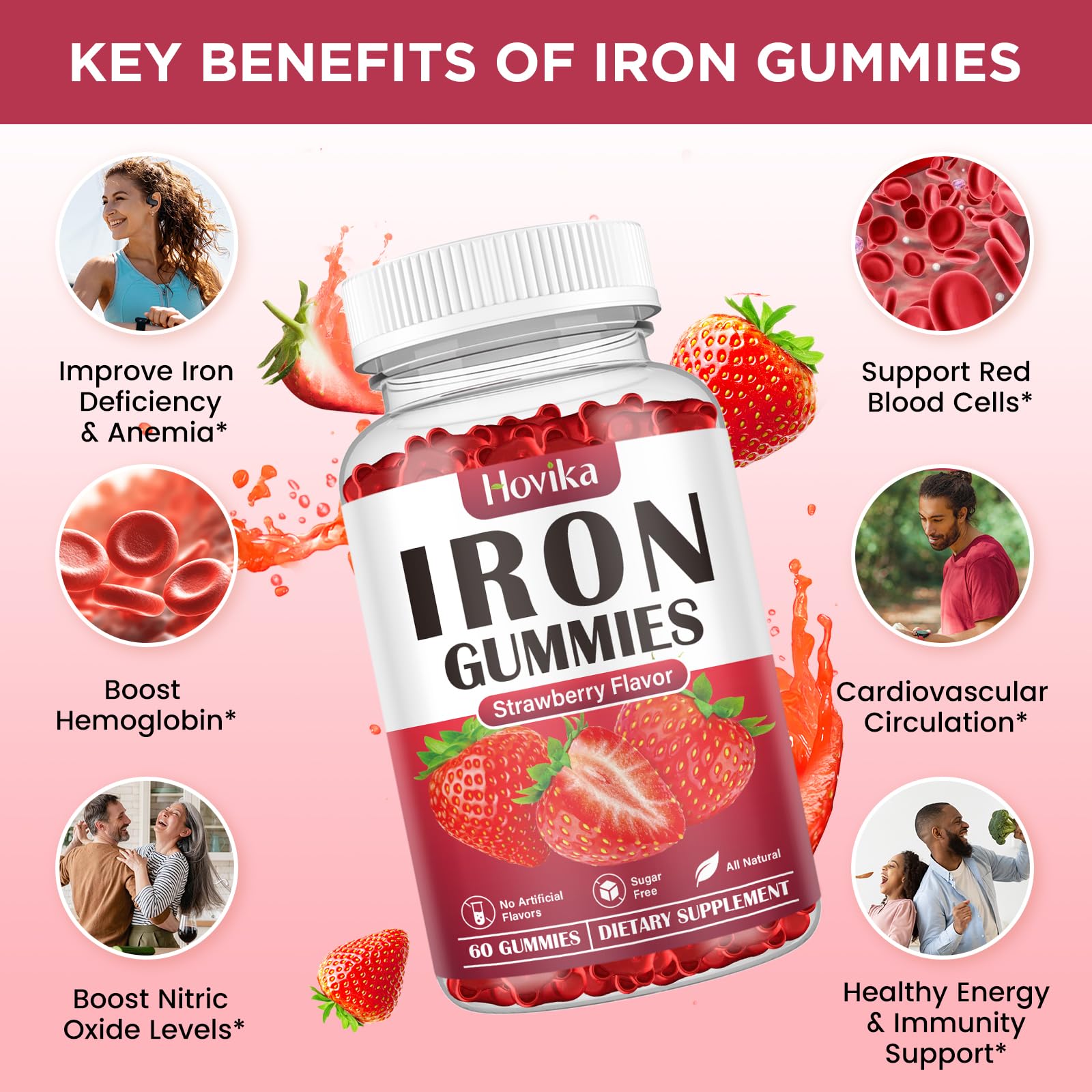 Hovika Iron Gummies side view with dosage information